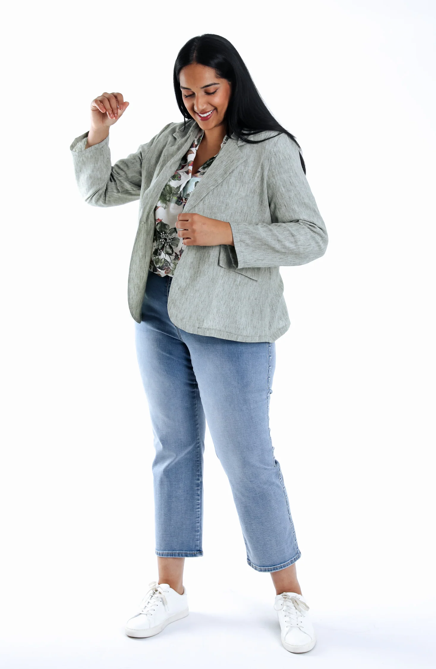 Blazer en viscose et lin uni - Image 7