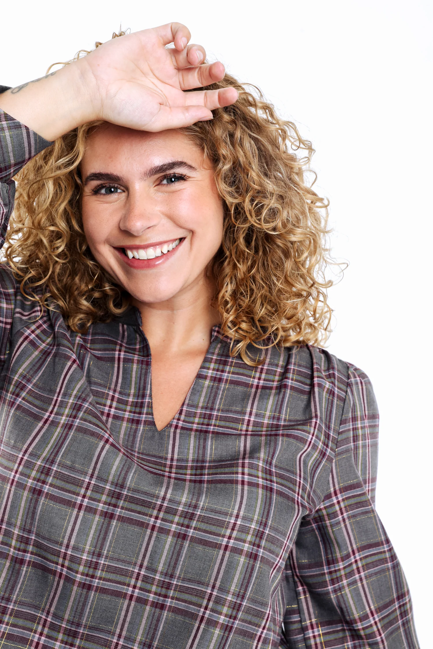 Blouse à carreaux avec lurex - Image 3