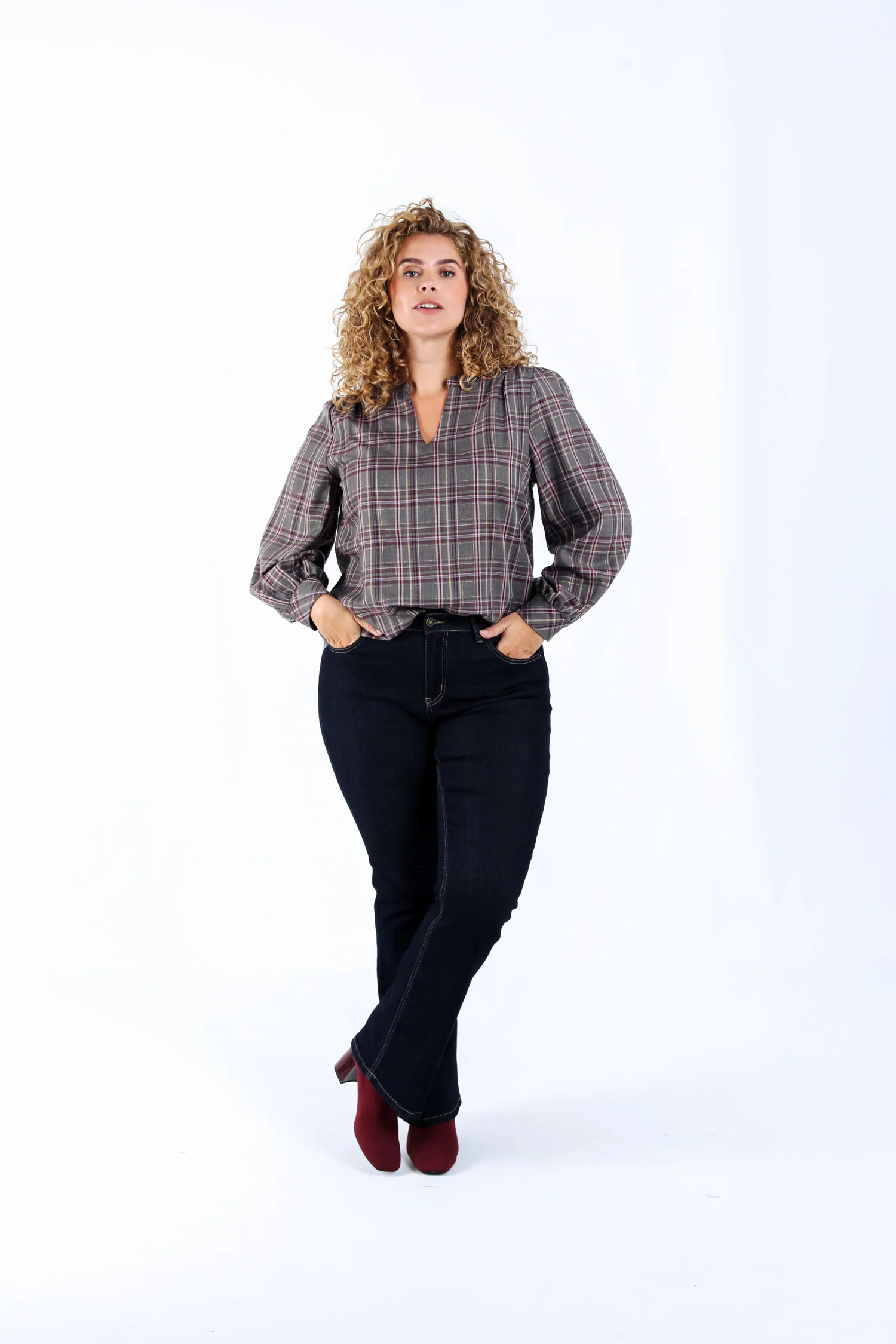 Blouse à carreaux avec lurex - Image 5