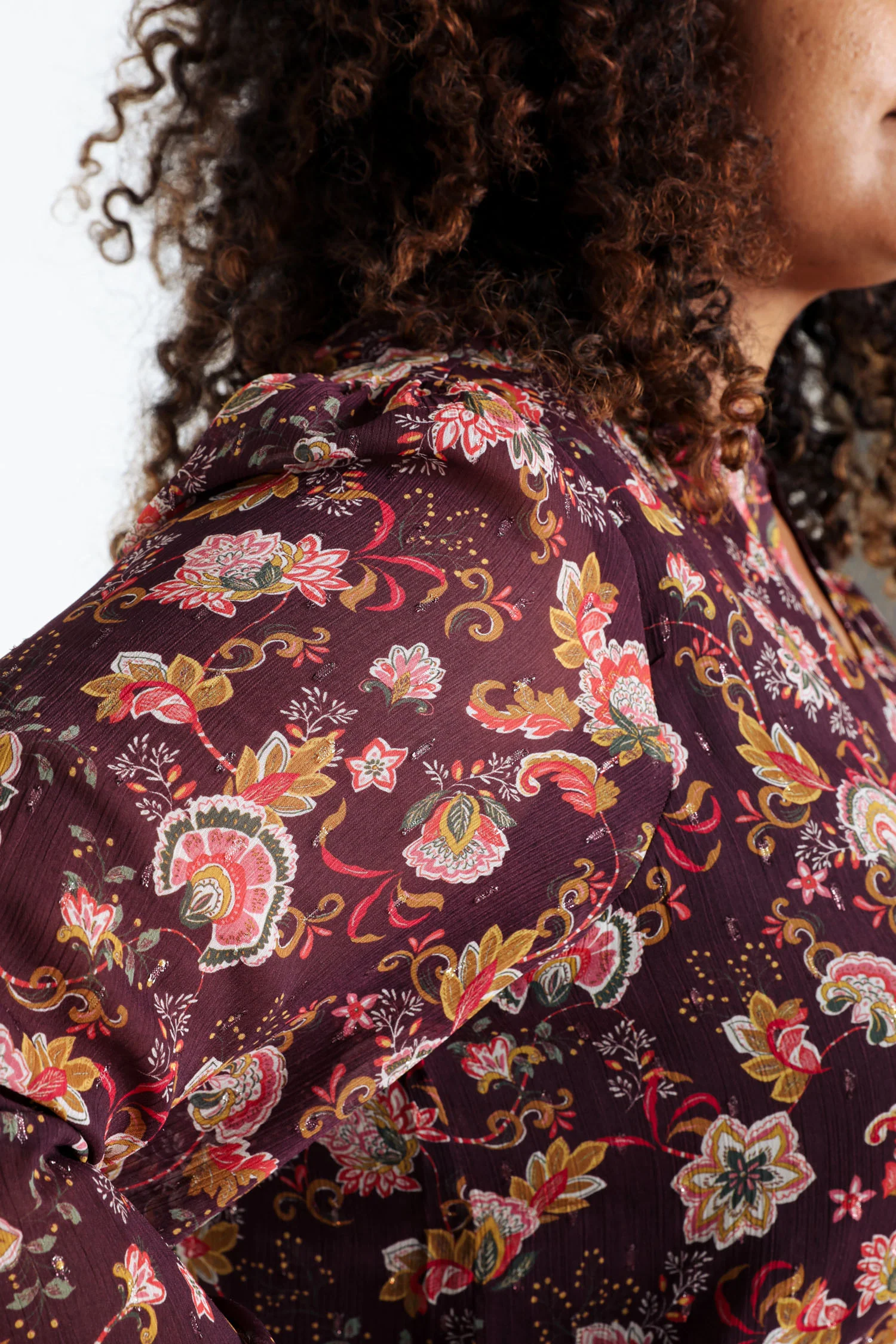 Blouse à volants imprimé floral avec lurex - Image 6