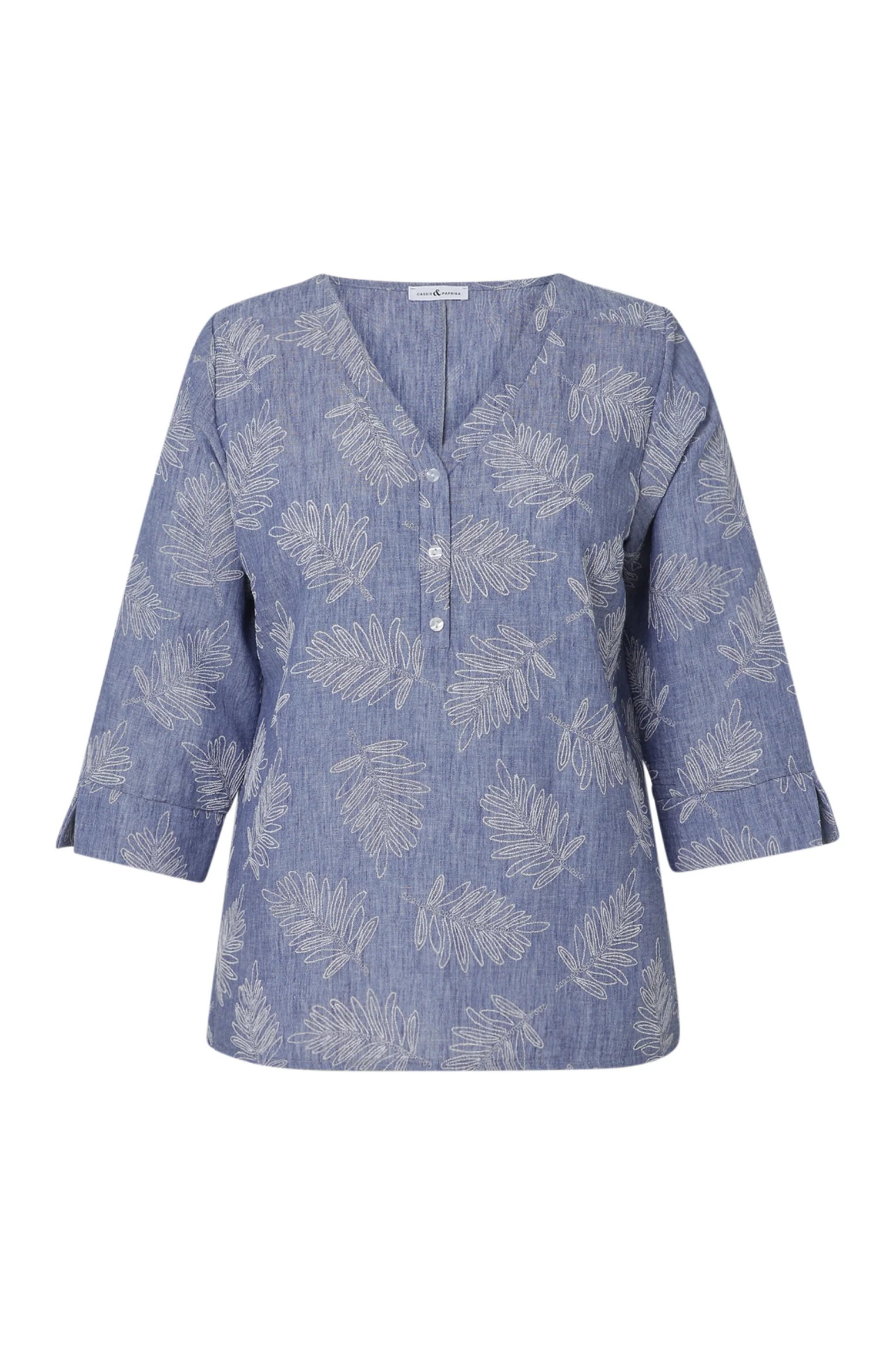 Blouse bicolore détail feuilles - Image 10