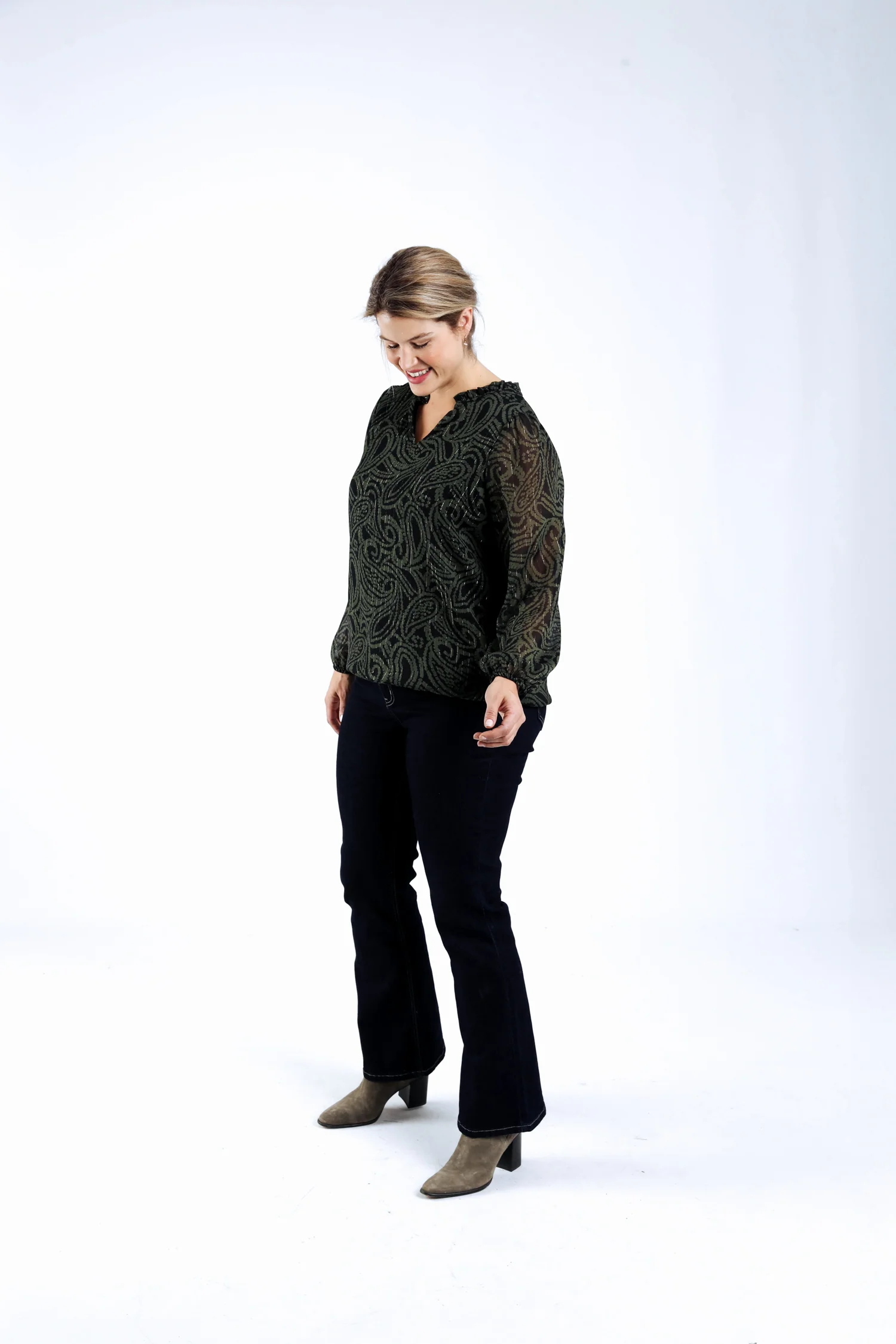 Blouse bicolore imprimé cachemire - Image 7