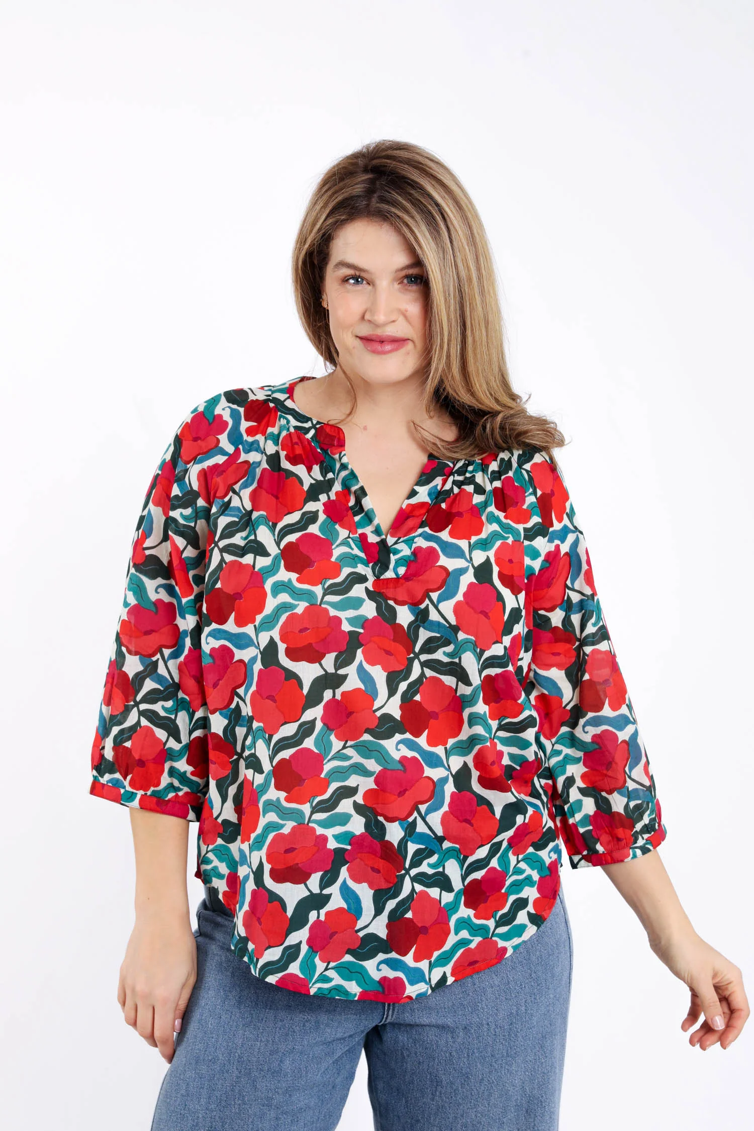 Blouse en coton imprimé fleuri