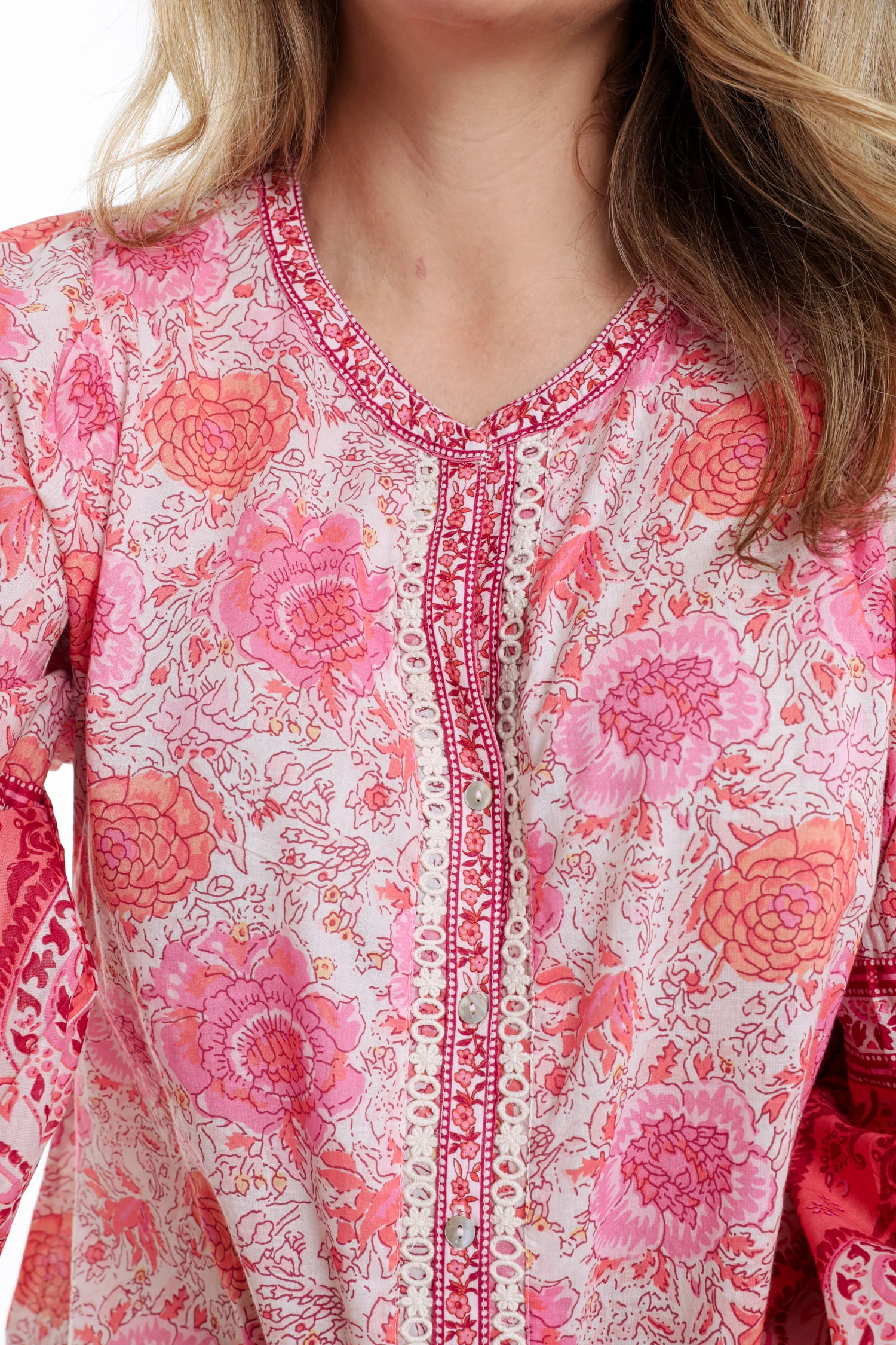 Blouse en coton imprimé fleurs indiennes - Image 4