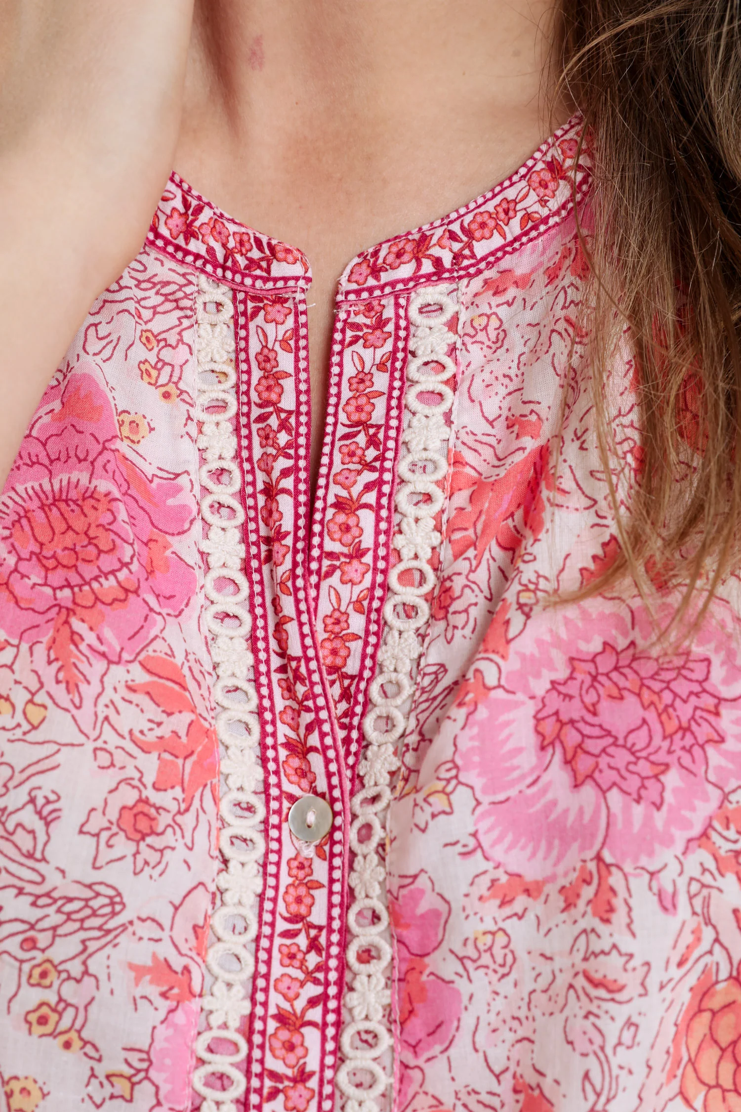 Blouse en coton imprimé fleurs indiennes - Image 6