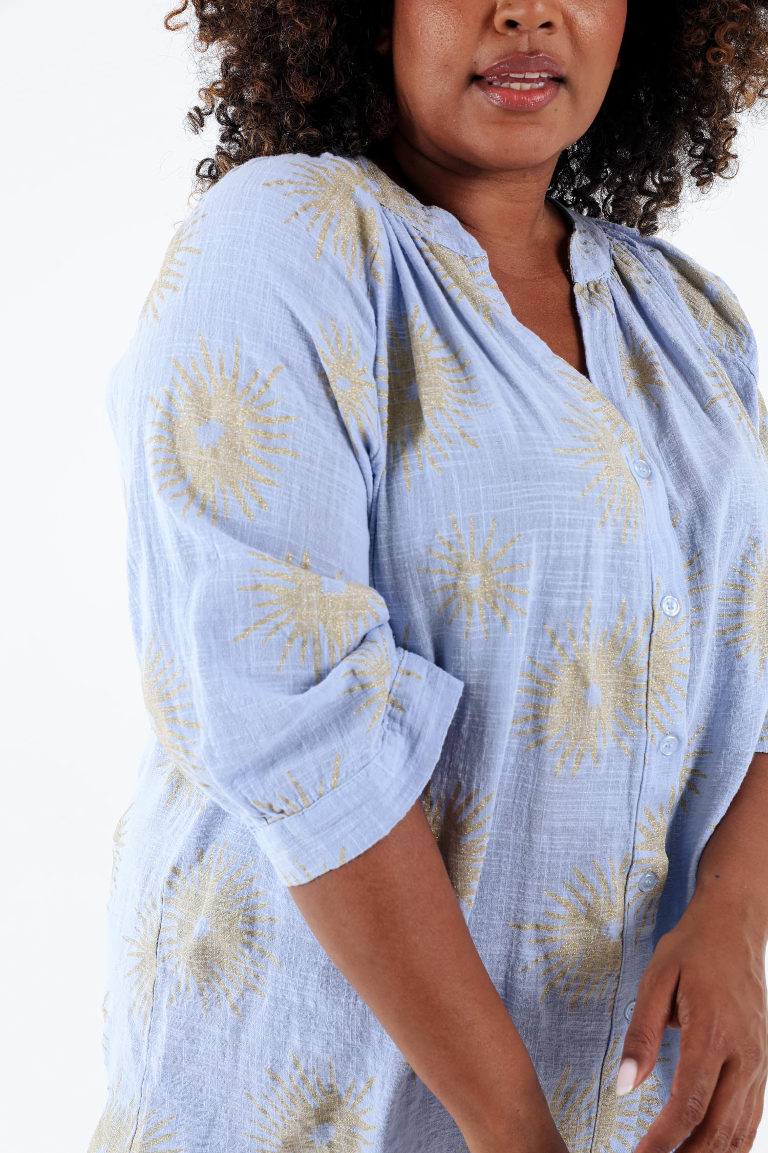 Blouse en coton imprimé soleil en foil - Image 15