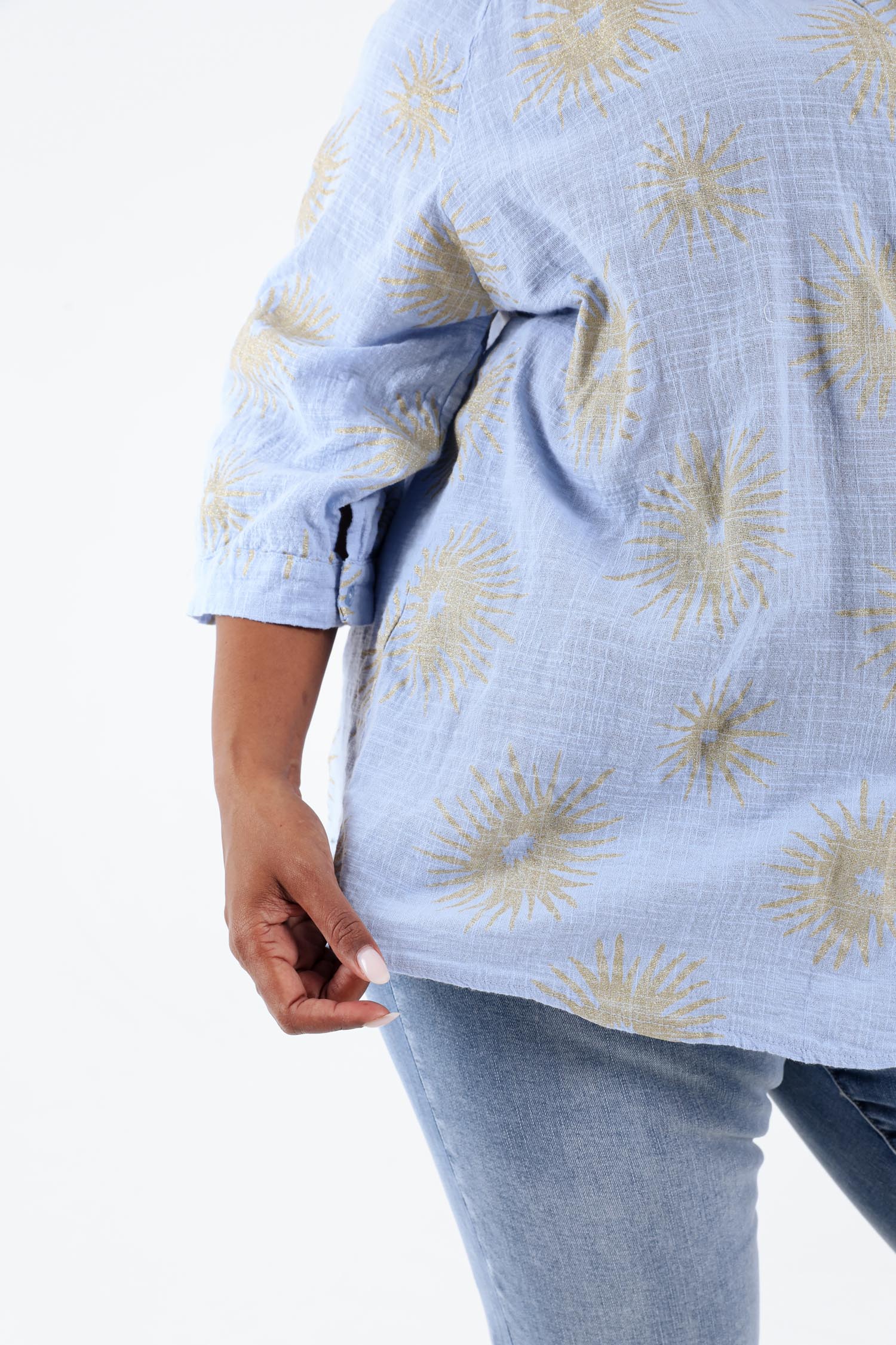 Blouse en coton imprimé soleil en foil - Image 16
