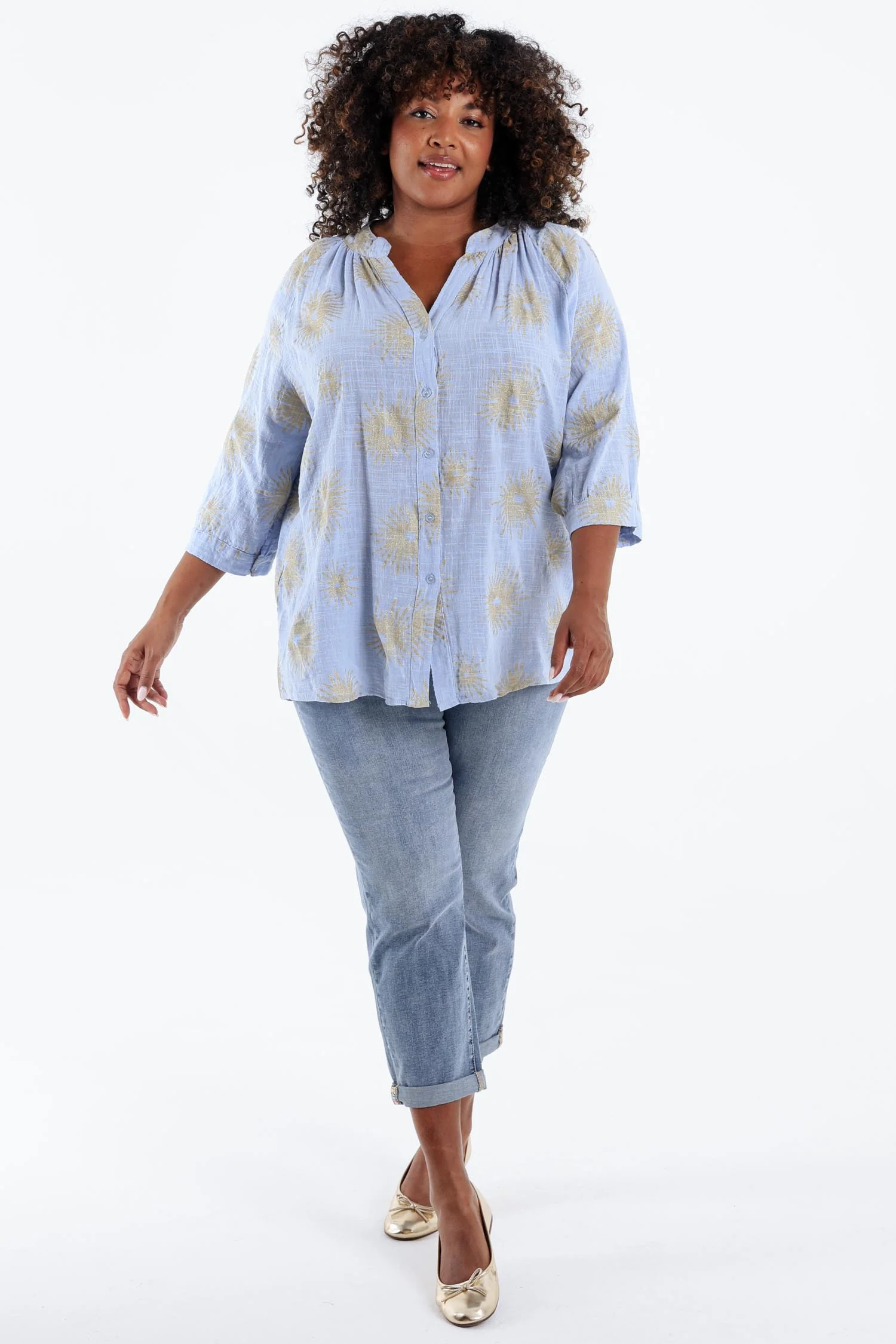 Blouse en coton imprimé soleil en foil - Image 18