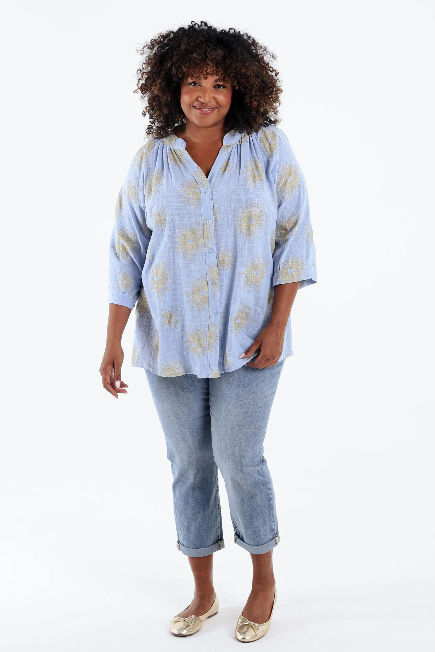 Blouse en coton imprimé soleil en foil - Image 20