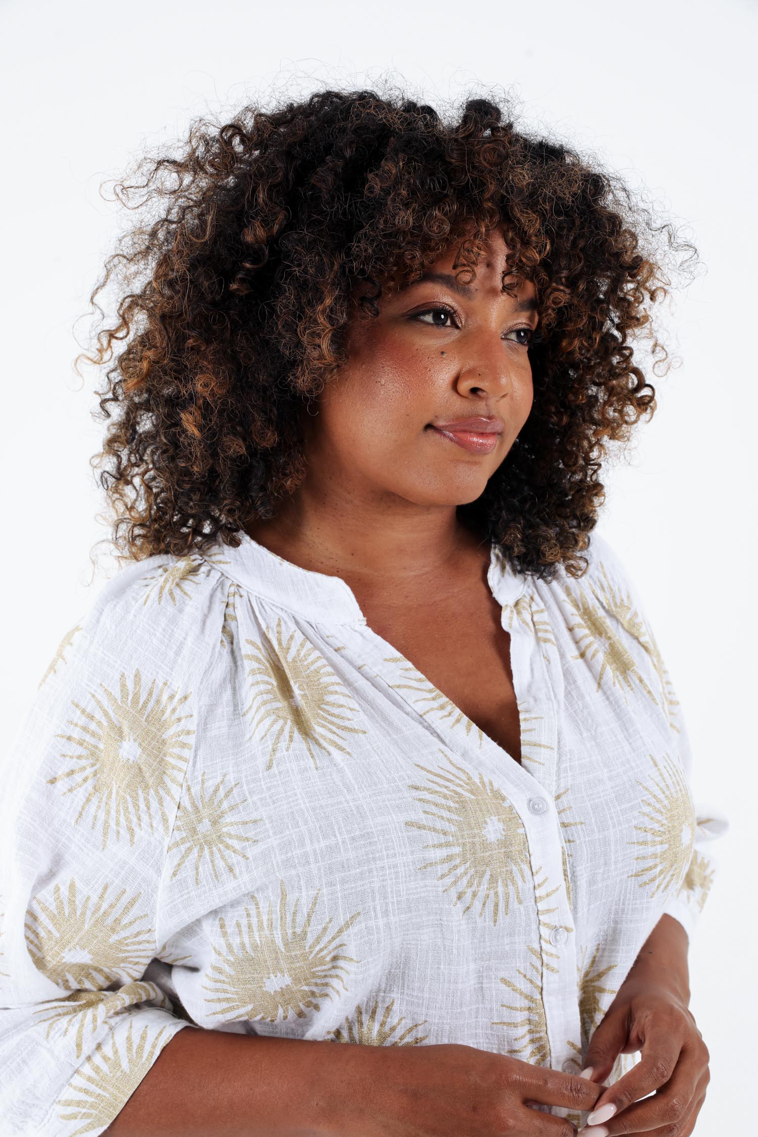 Blouse en coton imprimé soleil en foil - Image 6