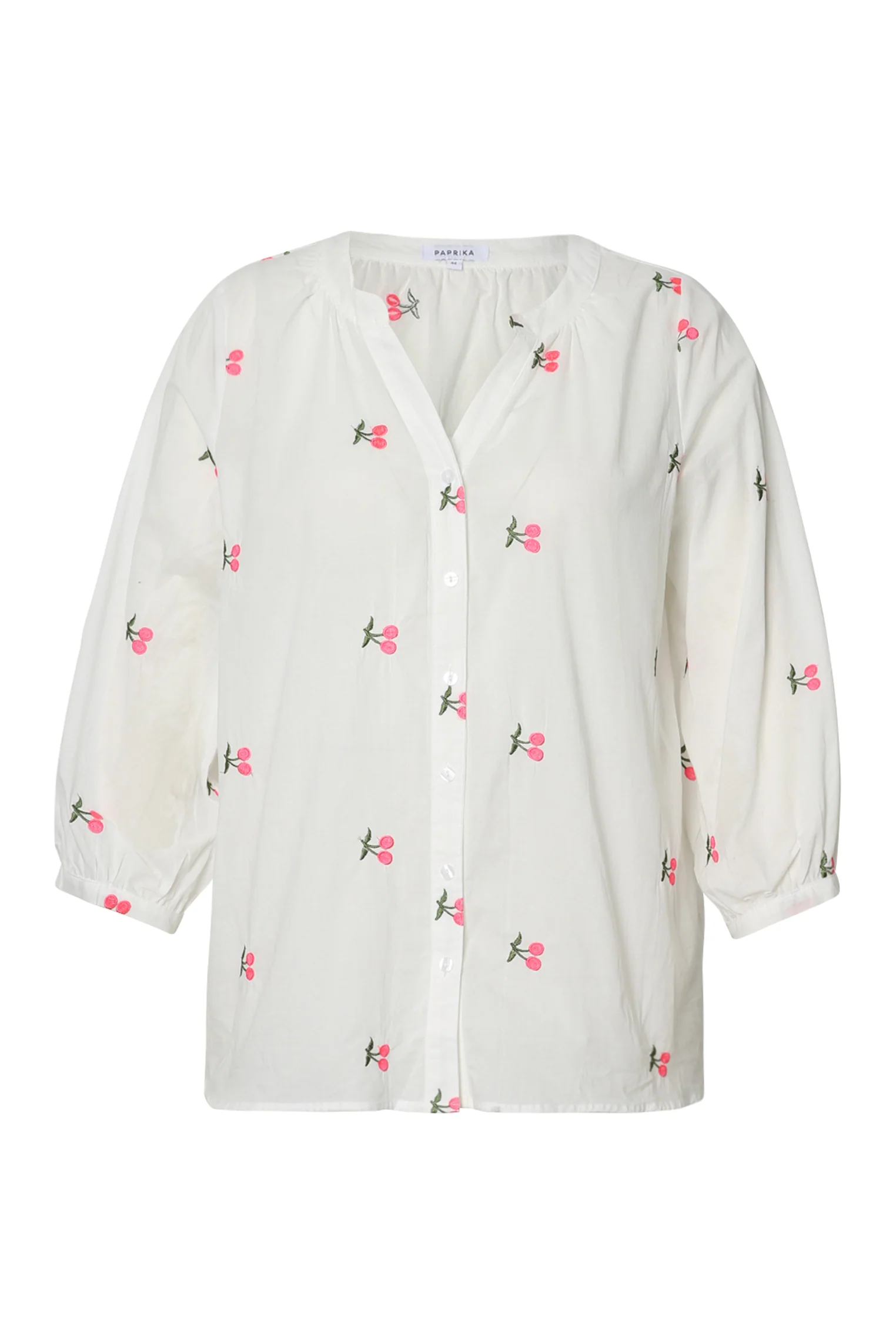 Blouse en coton unie avec broderies cerises - Image 10