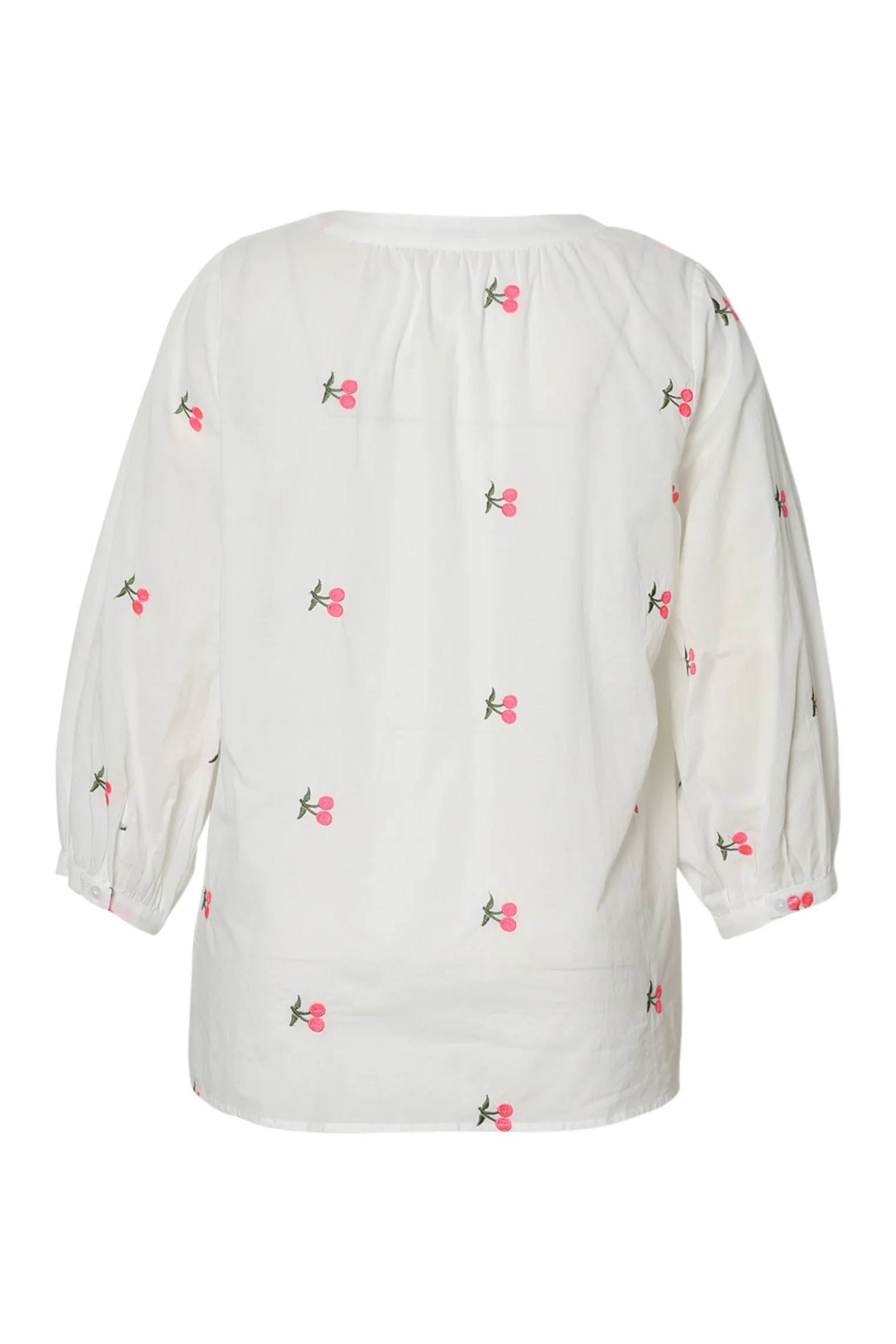 Blouse en coton unie avec broderies cerises - Image 11