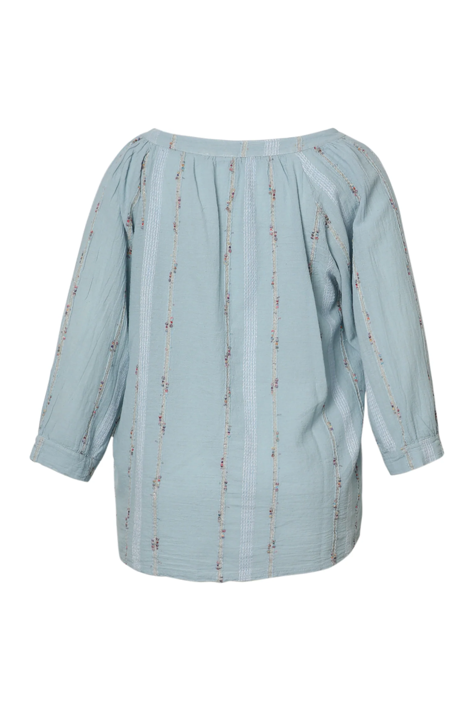 Blouse en coton unie avec détail multicolore - Image 11