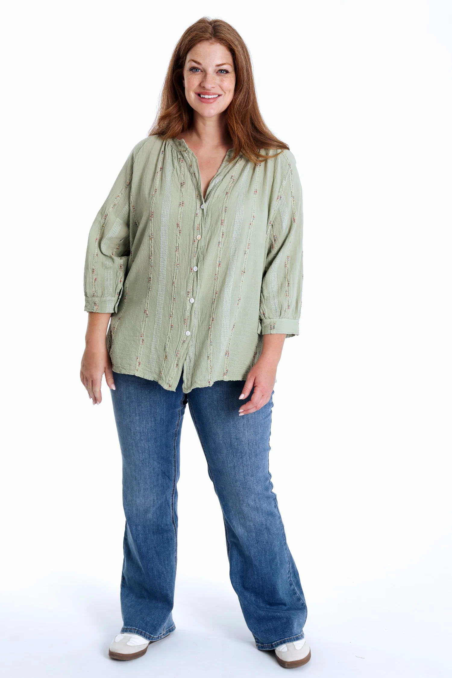 Blouse en coton unie avec détail multicolore - Image 18