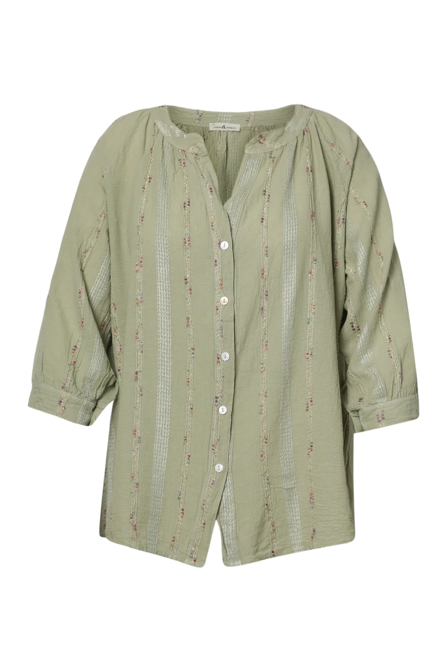 Blouse en coton unie avec détail multicolore - Image 21