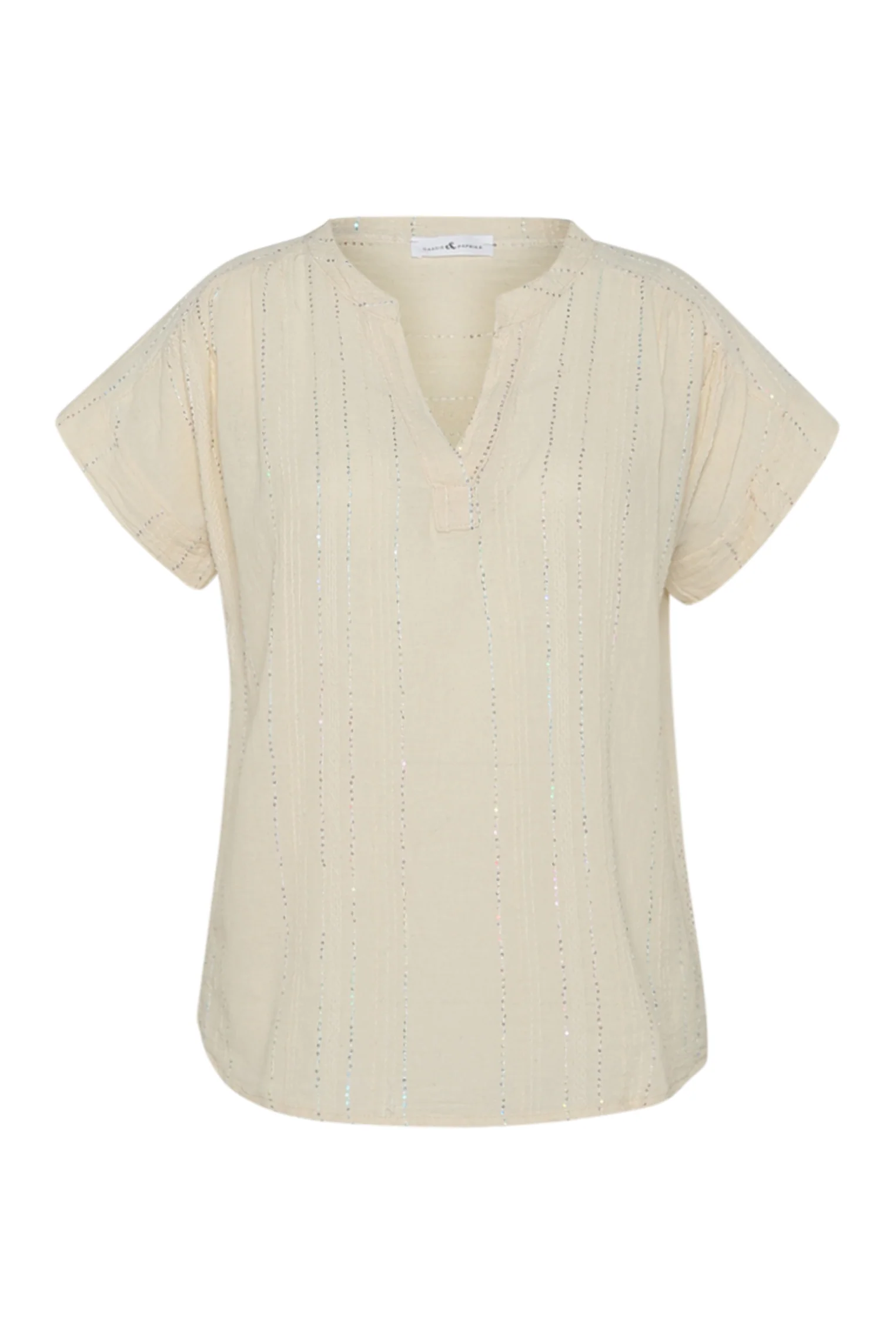 Blouse en coton unie avec rayures en sequins - Image 10