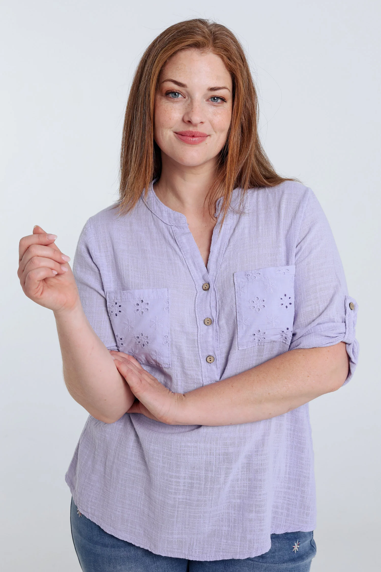 Blouse en gaze de coton unie - Image 12