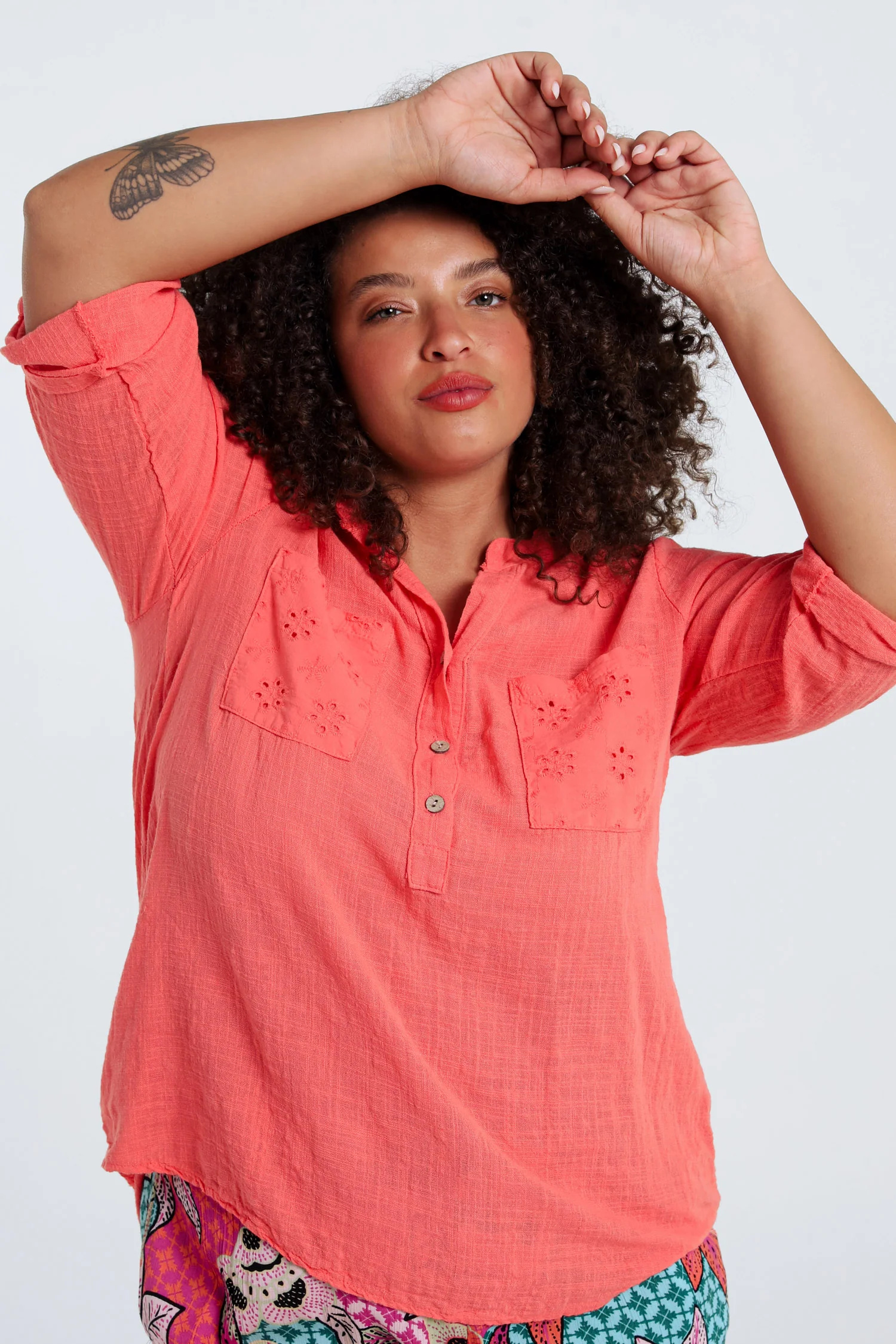 Blouse en gaze de coton unie - Image 23