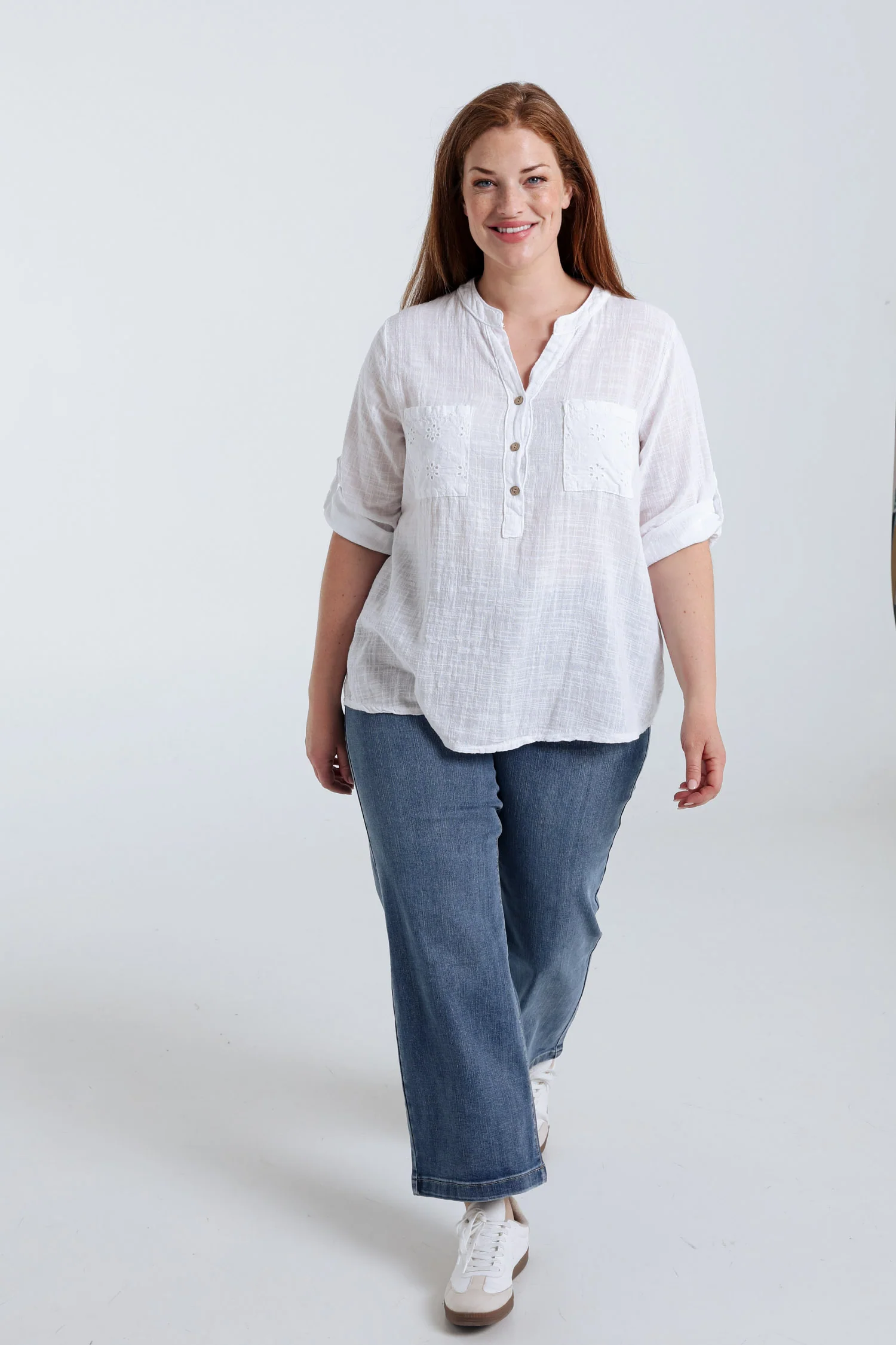 Blouse en gaze de coton unie - Image 9
