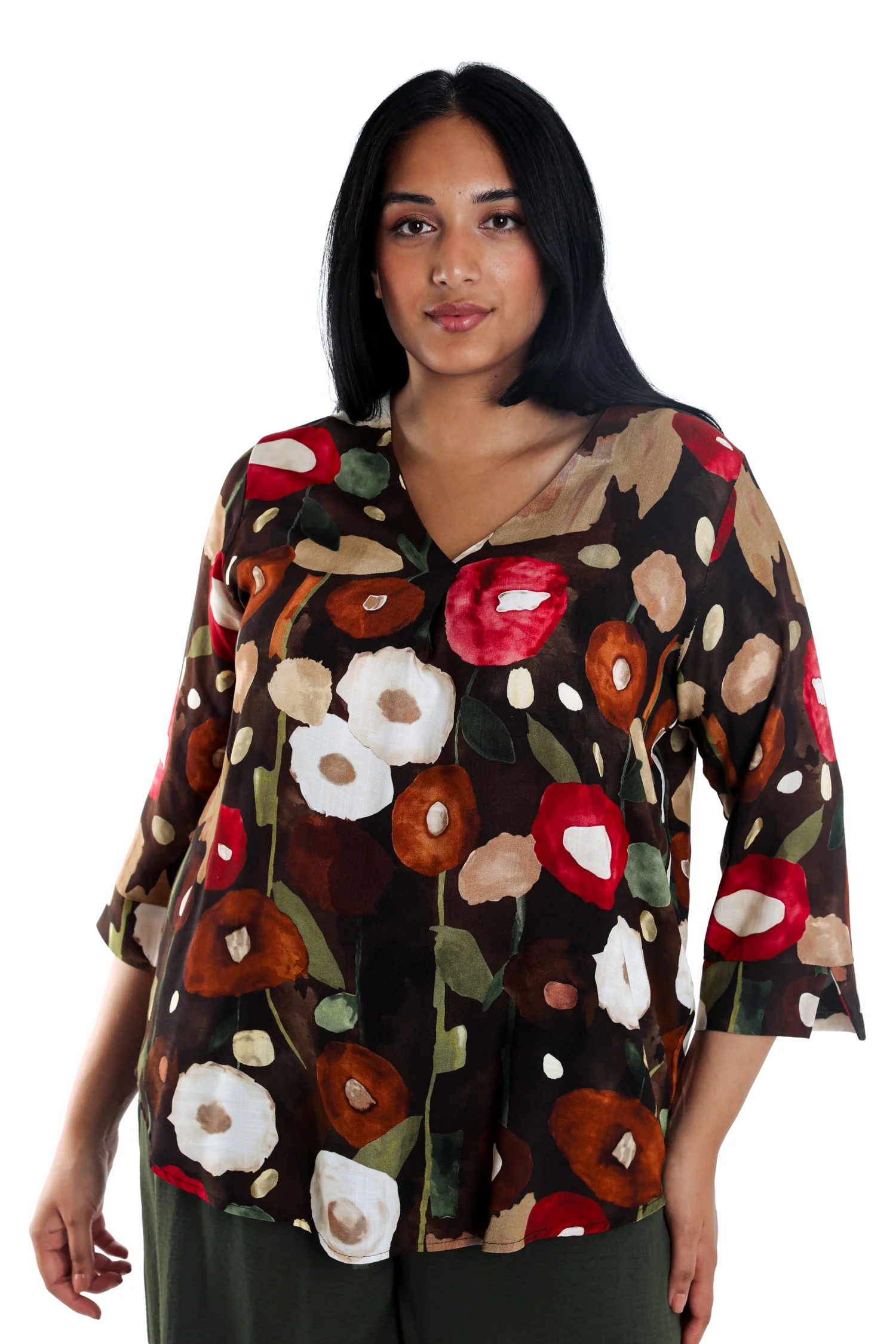 Blouse en viscose imprimé coquelicots