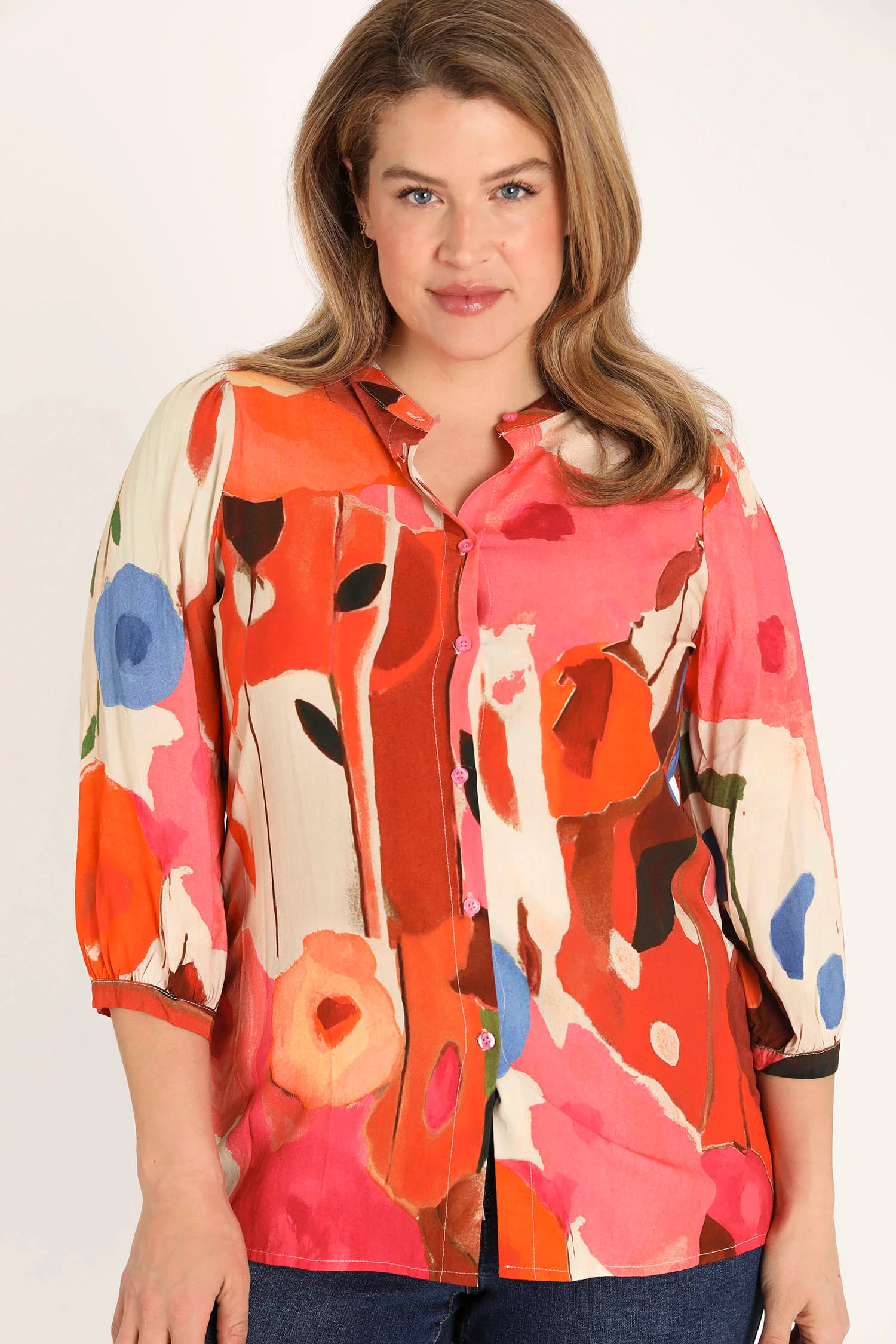 Blouse en viscose imprimé coquelicots