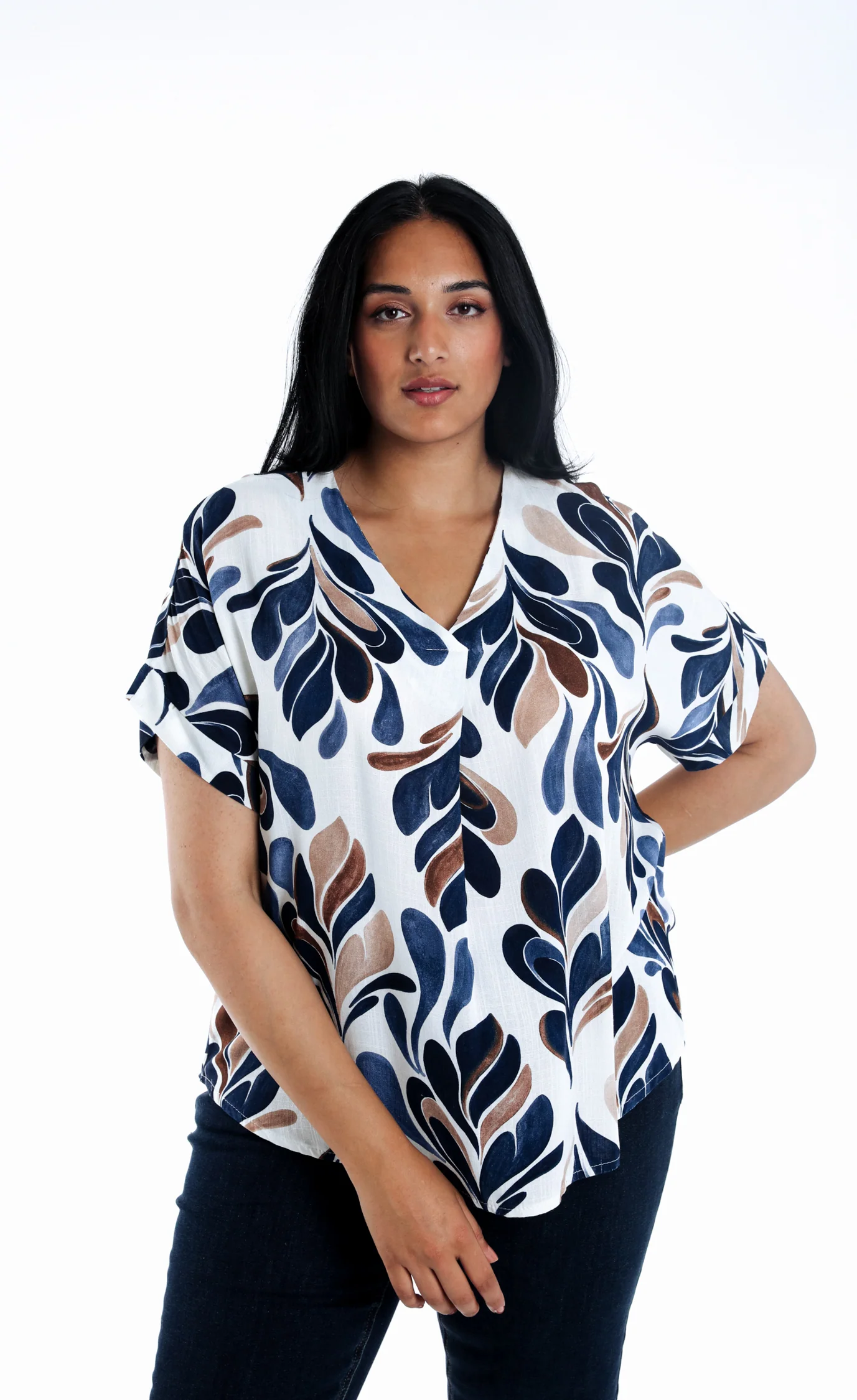 Blouse en viscose imprimé feuilles
