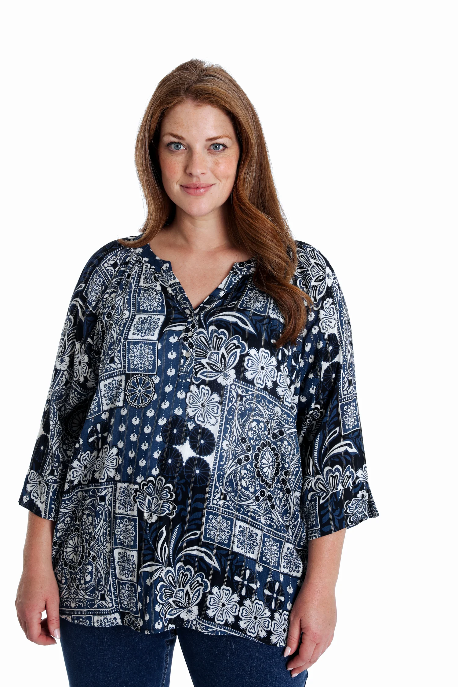 Blouse en viscose imprimé floral avec lurex
