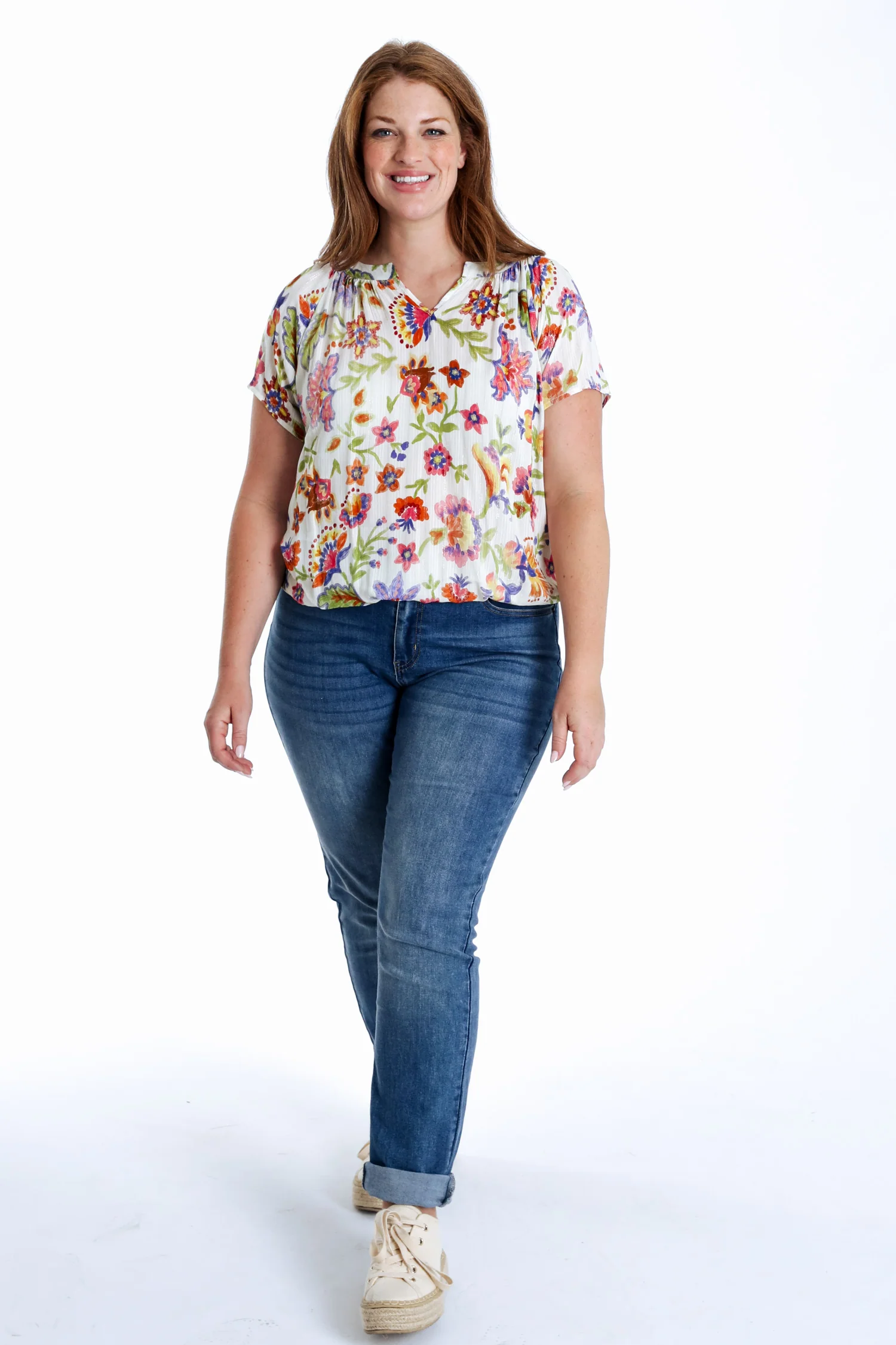 Blouse en viscose imprimé floral avec lurex - Image 9