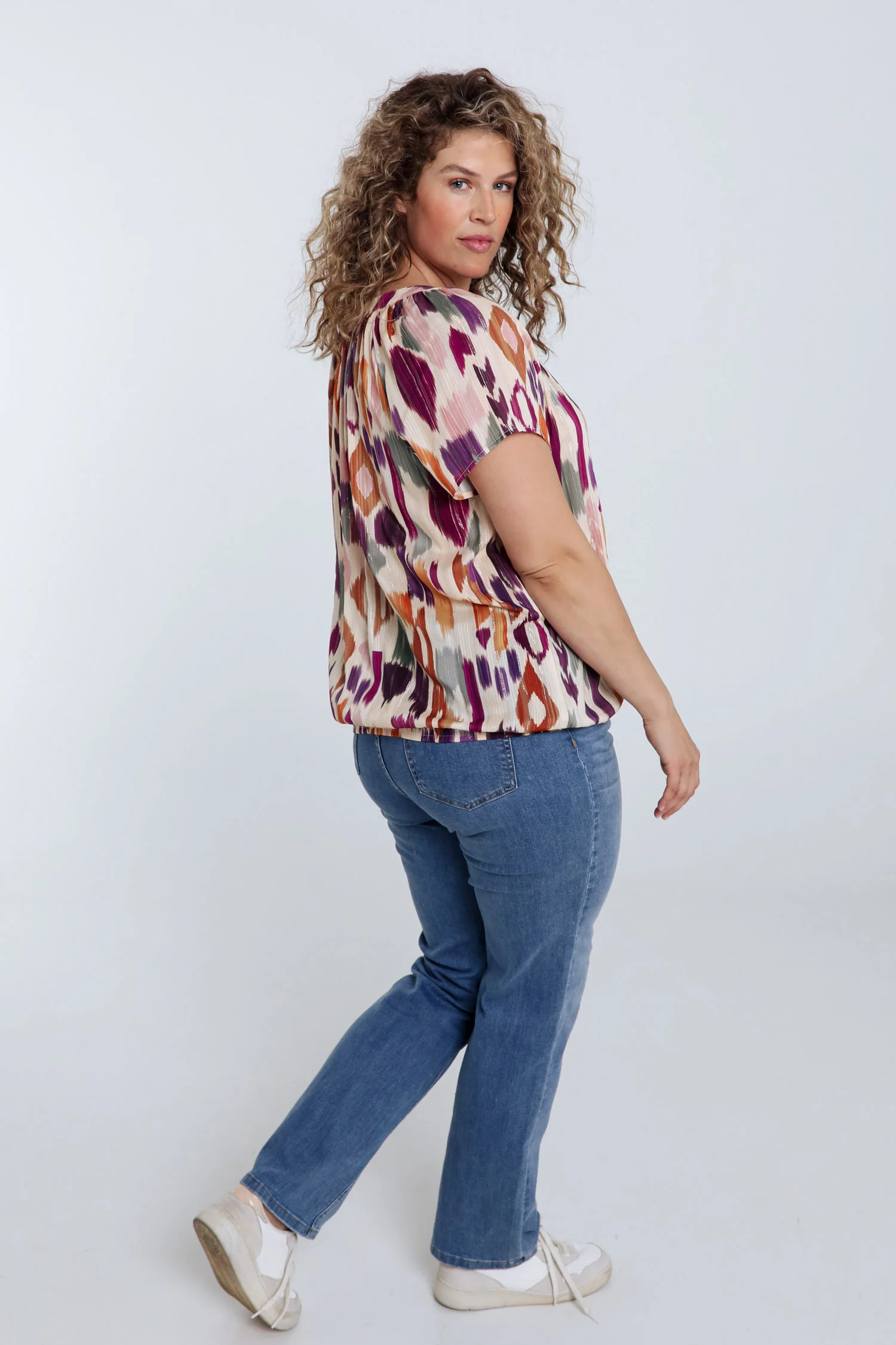 Blouse en viscose imprimé graphique avec lurex - Image 2