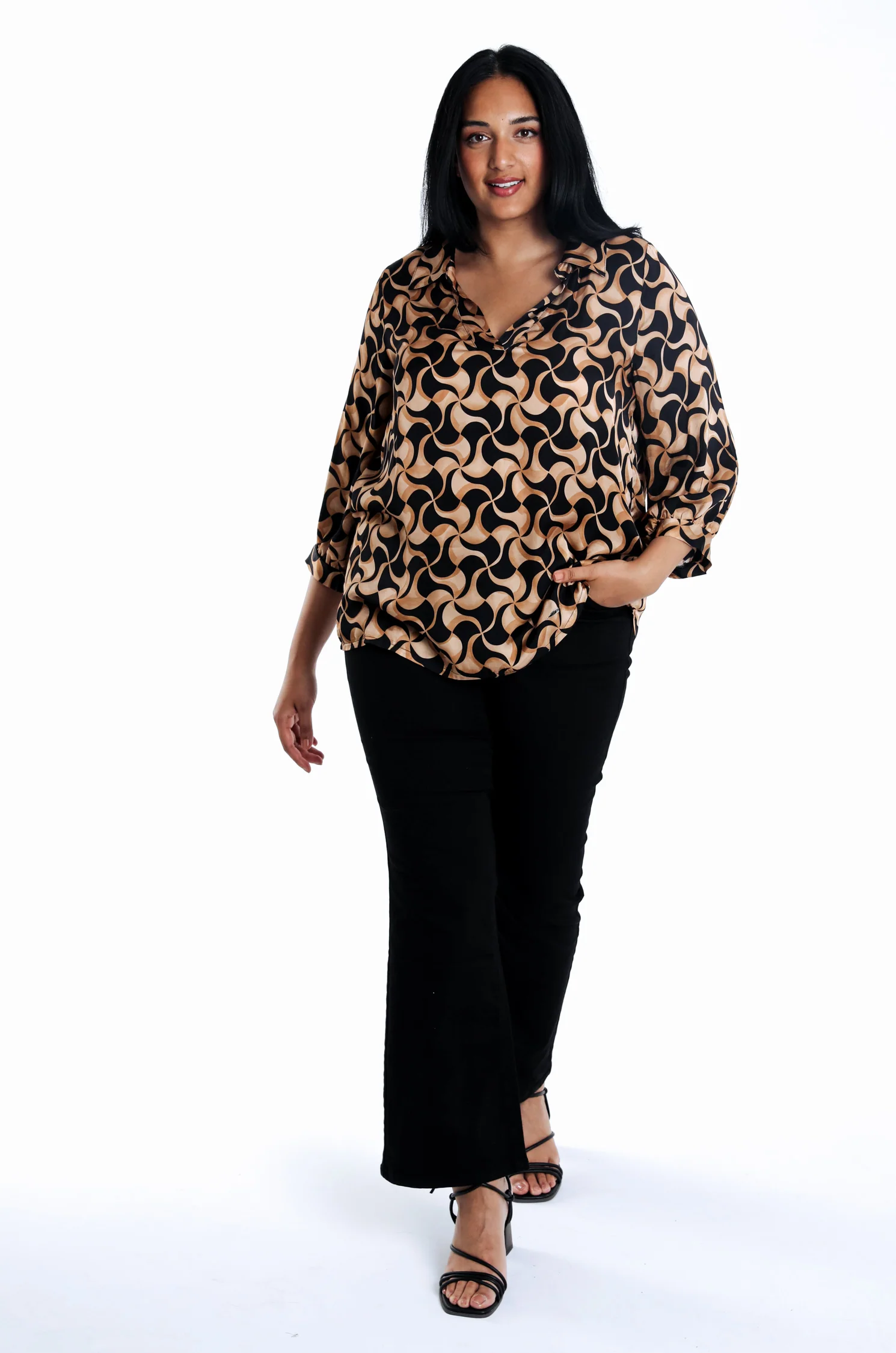 Blouse en viscose imprimé graphique bicolore - Image 7
