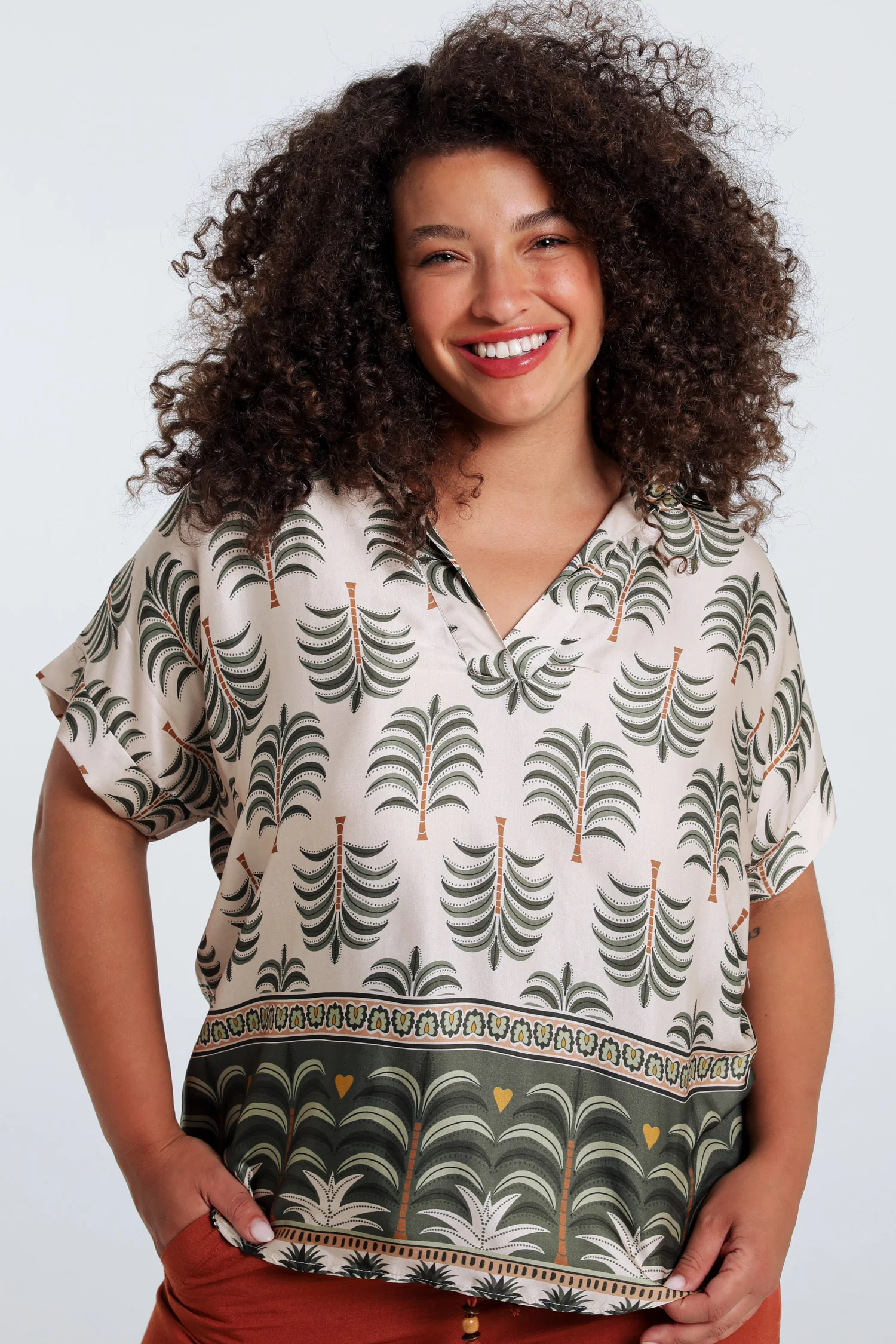 Blouse en viscose imprimé palmier