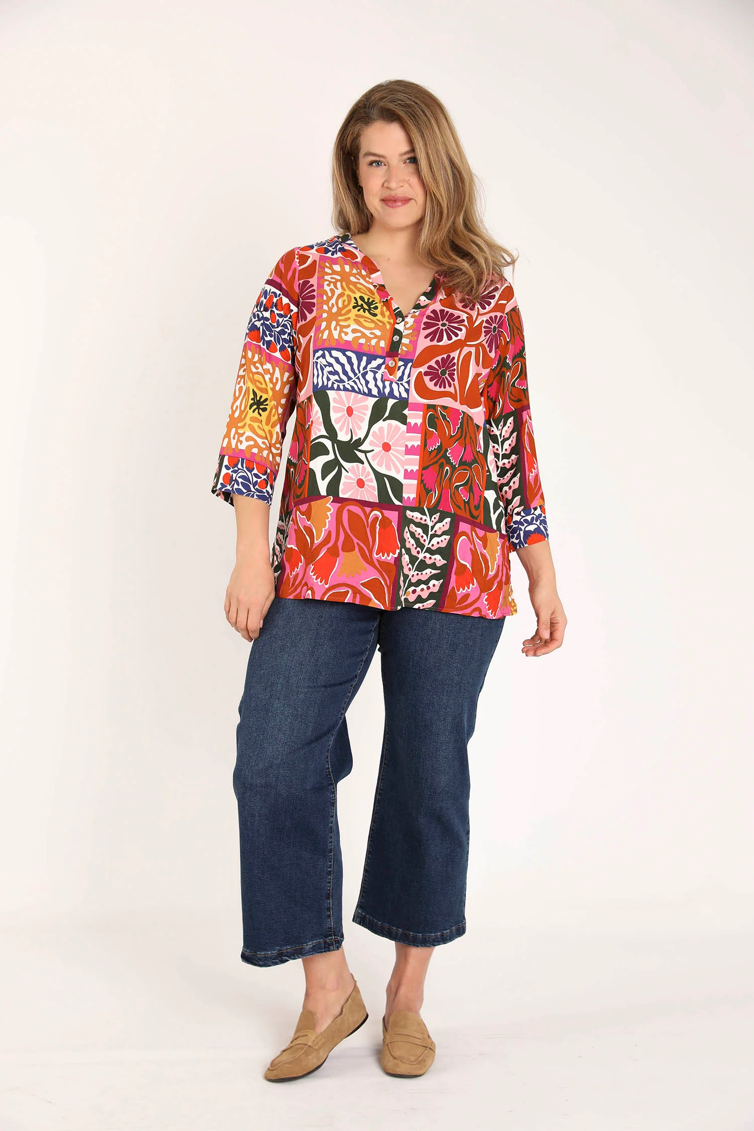 Blouse en viscose imprimé patchwork fleuri - Image 7