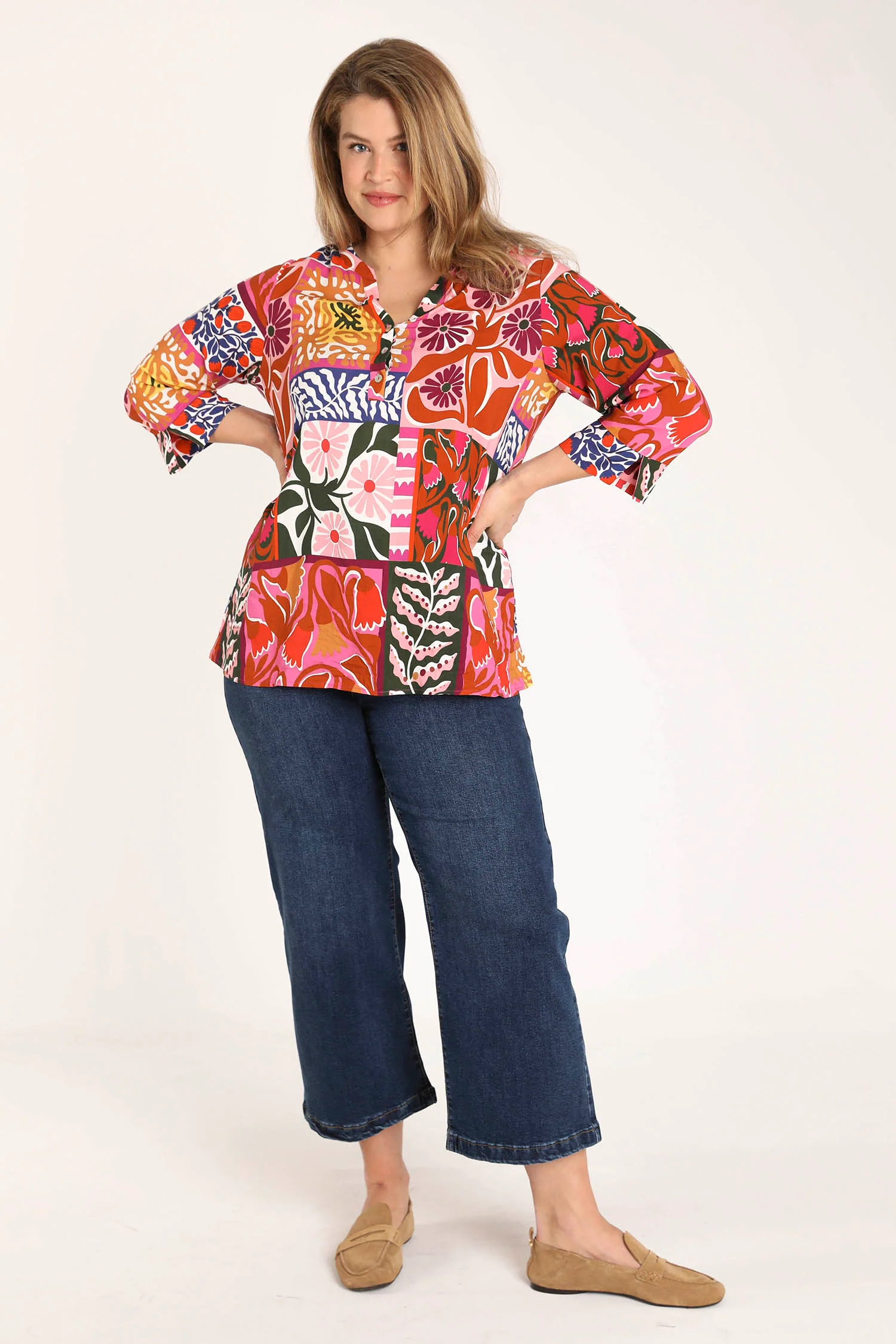 Blouse en viscose imprimé patchwork fleuri - Image 8
