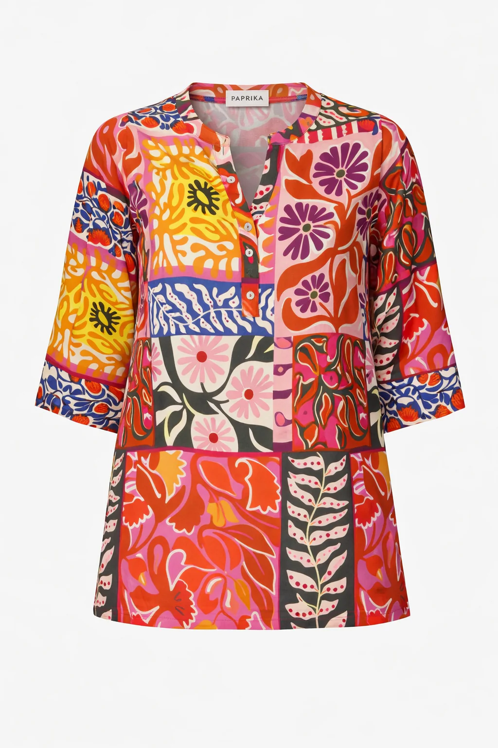 Blouse en viscose imprimé patchwork fleuri - Image 9
