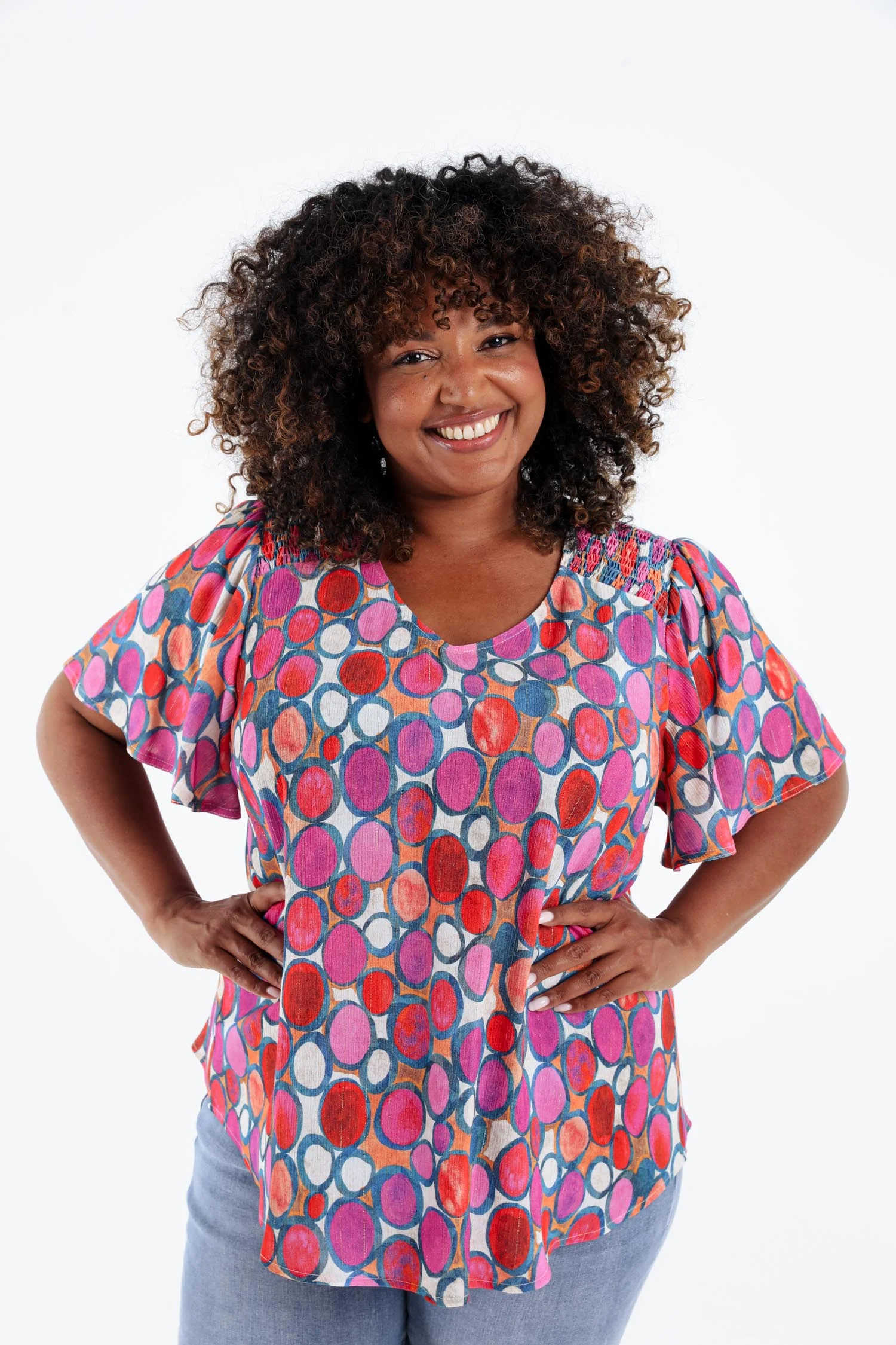 Blouse en viscose imprimé ronds