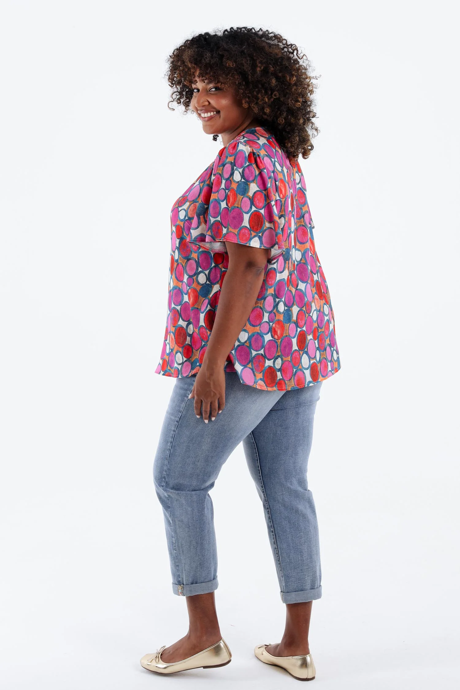Blouse en viscose imprimé ronds - Image 2