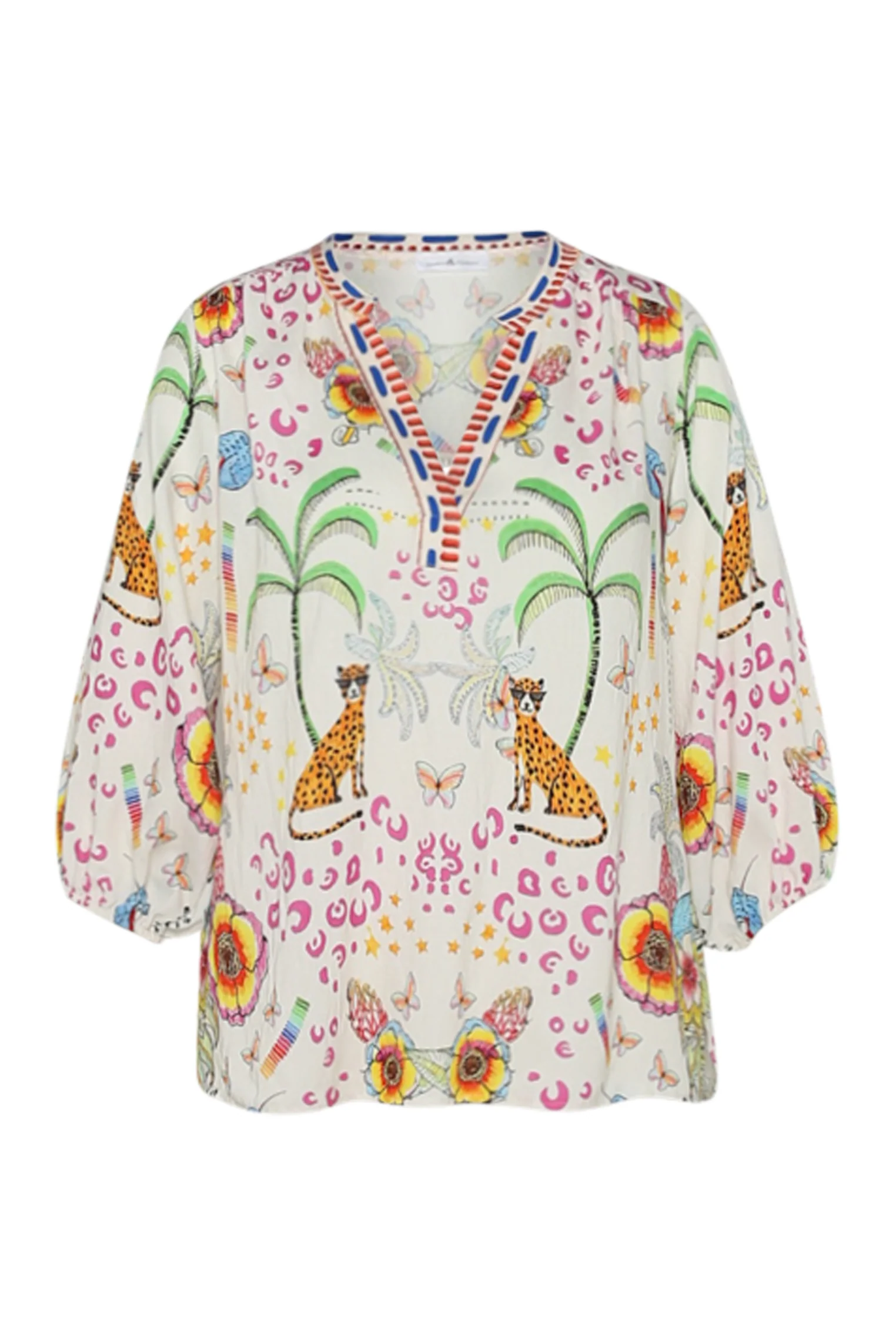 Blouse en viscose imprimé tigres et fleurs - Image 10