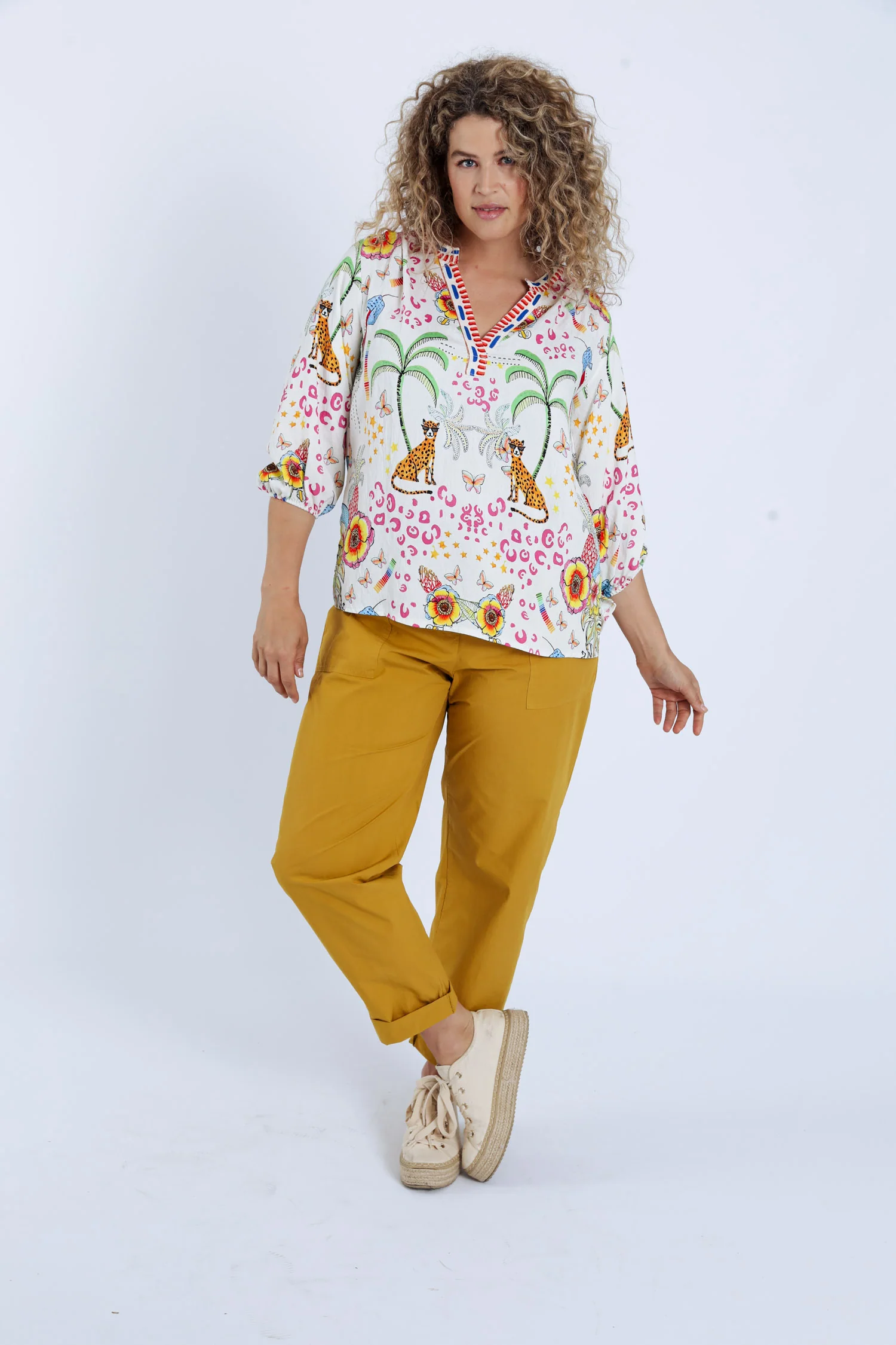 Blouse en viscose imprimé tigres et fleurs - Image 8