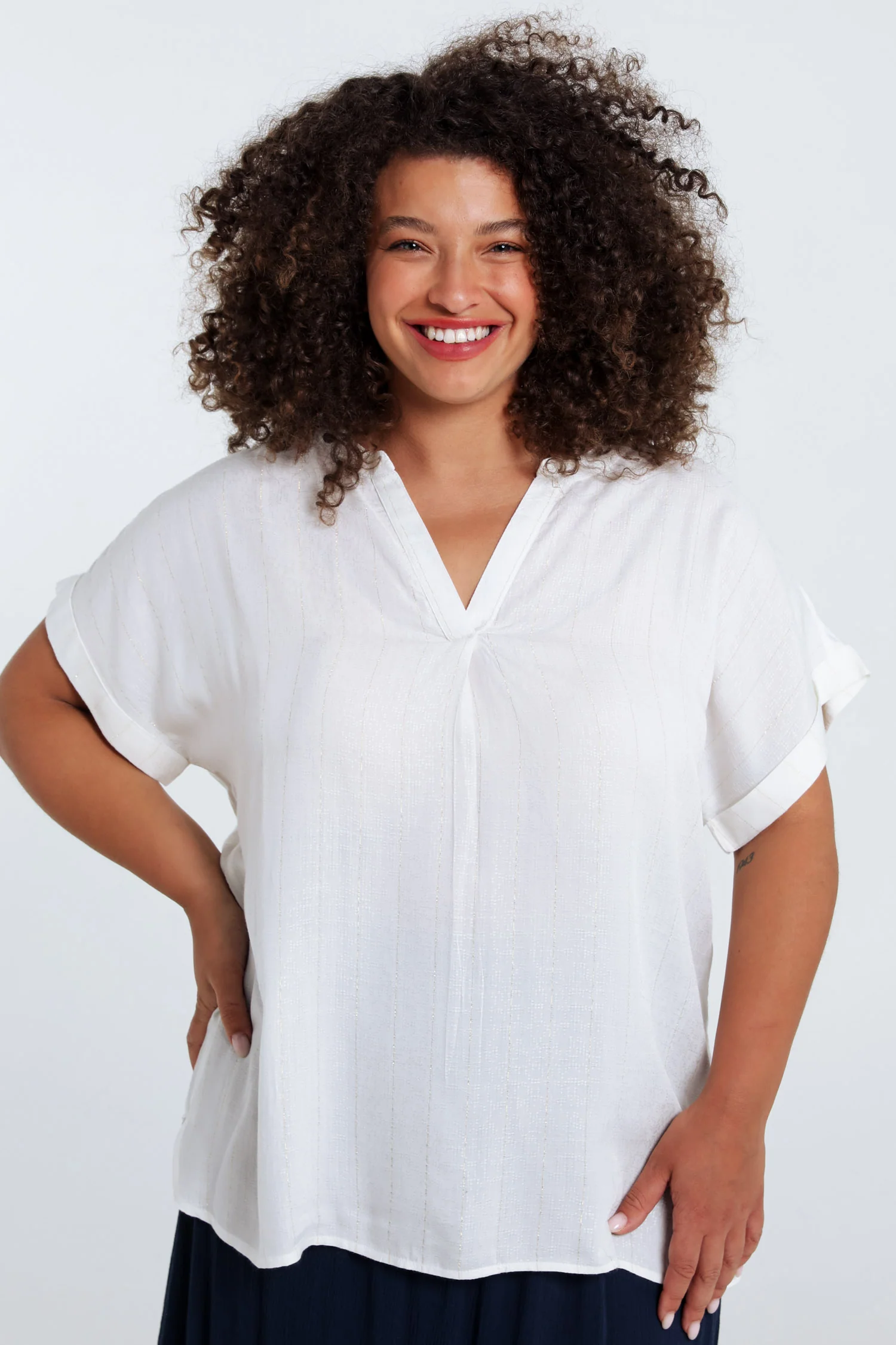 Blouse en viscose rayures lurex