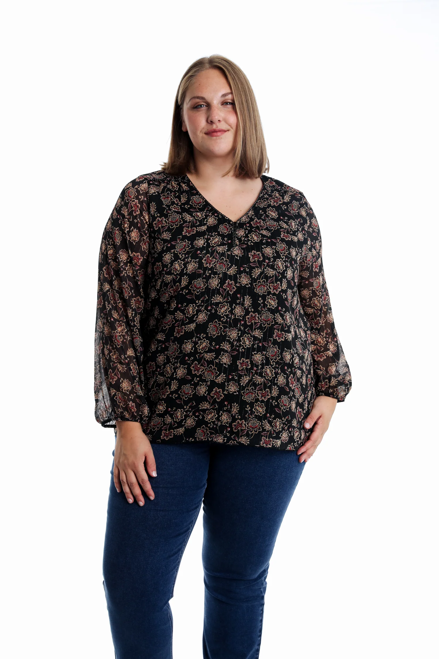 Blouse imprimé fleurs indiennes