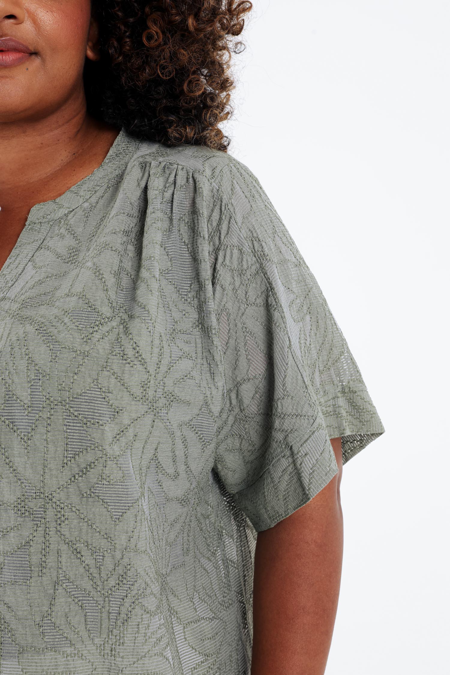 Blouse jacquard en viscose unie - Image 4