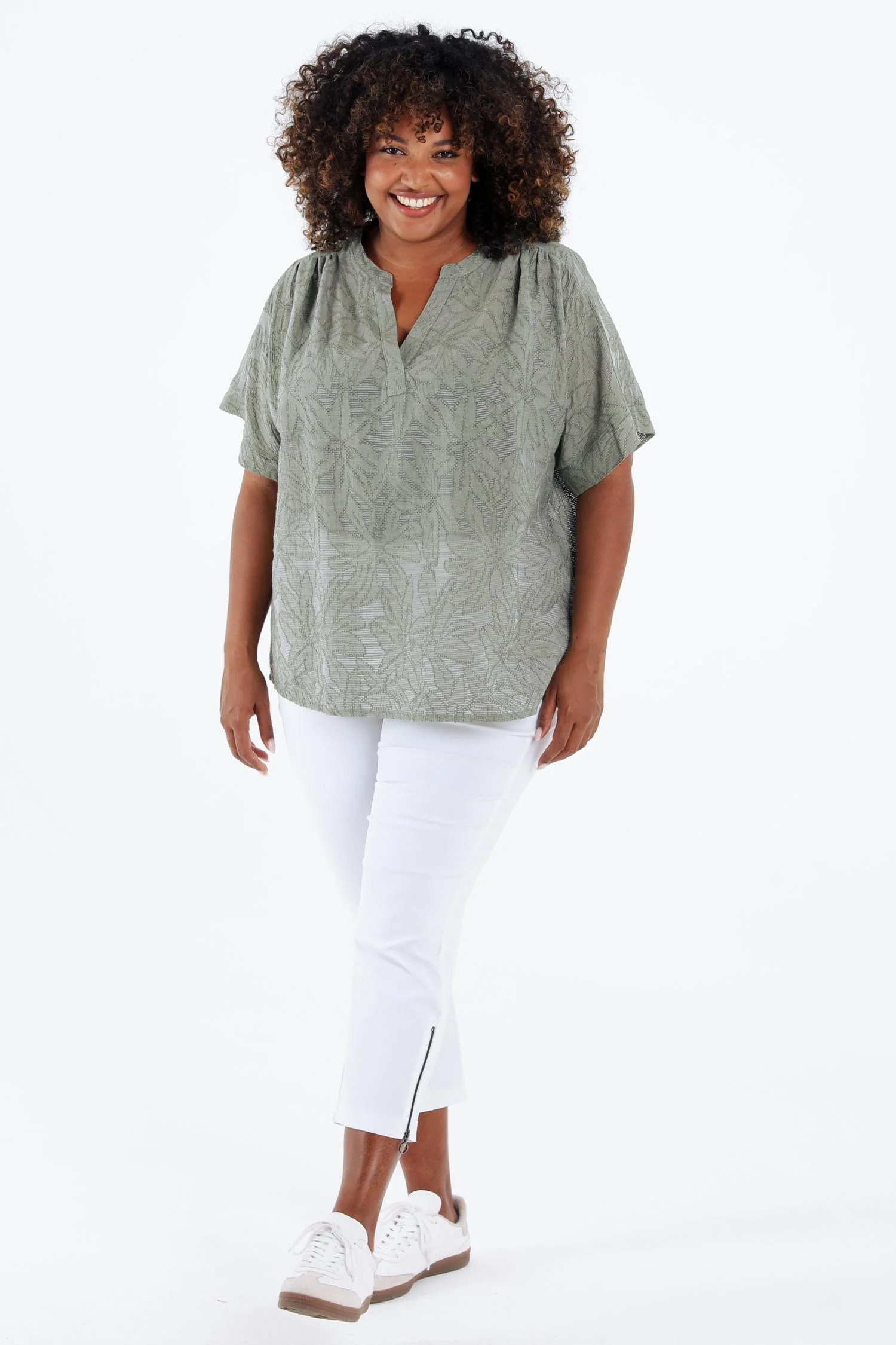 Blouse jacquard en viscose unie - Image 7