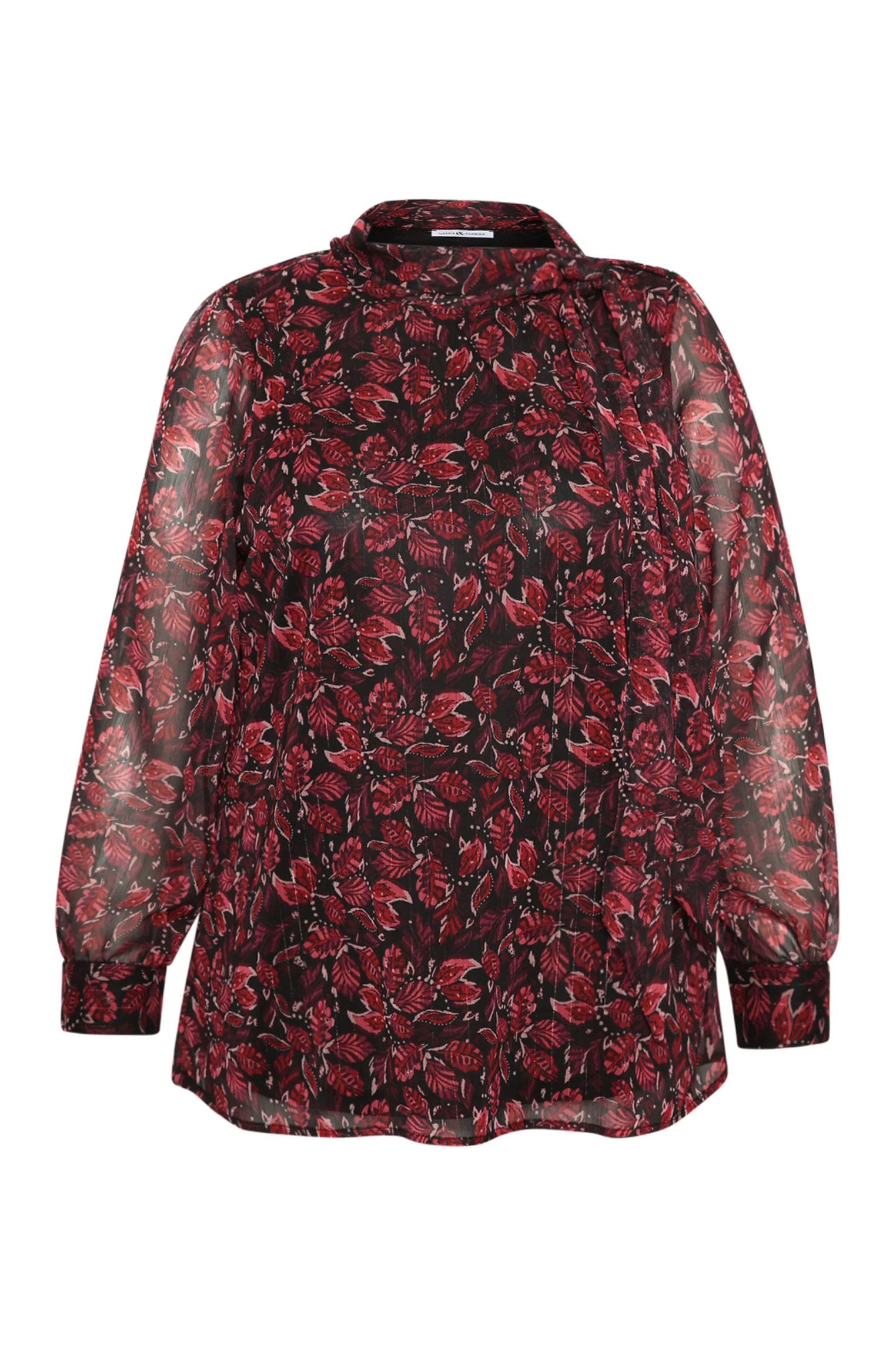Blouse lavallière imprimé feuilles avec lurex - Image 10
