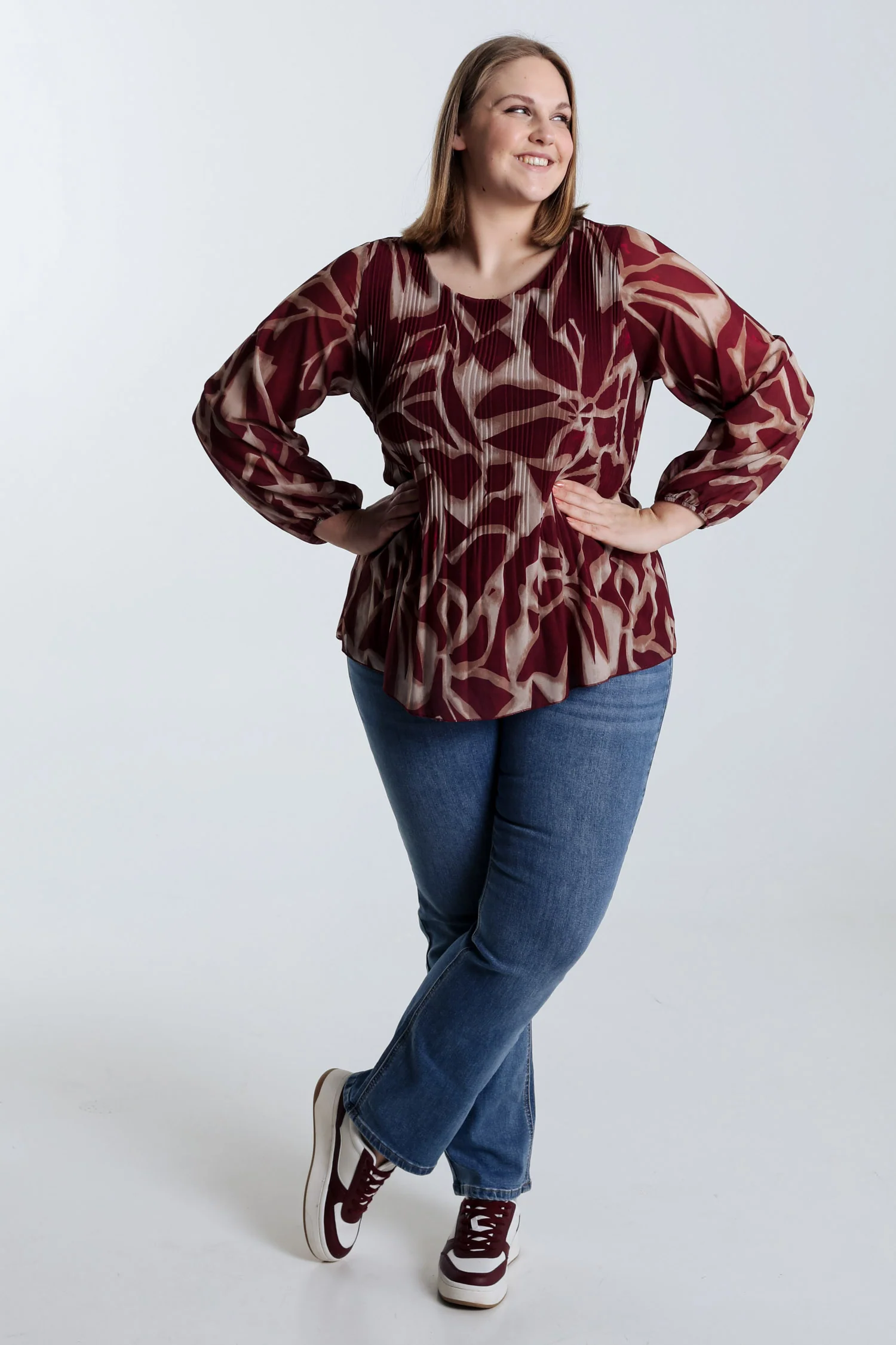 Blouse plissée imprimé graphique - Image 8