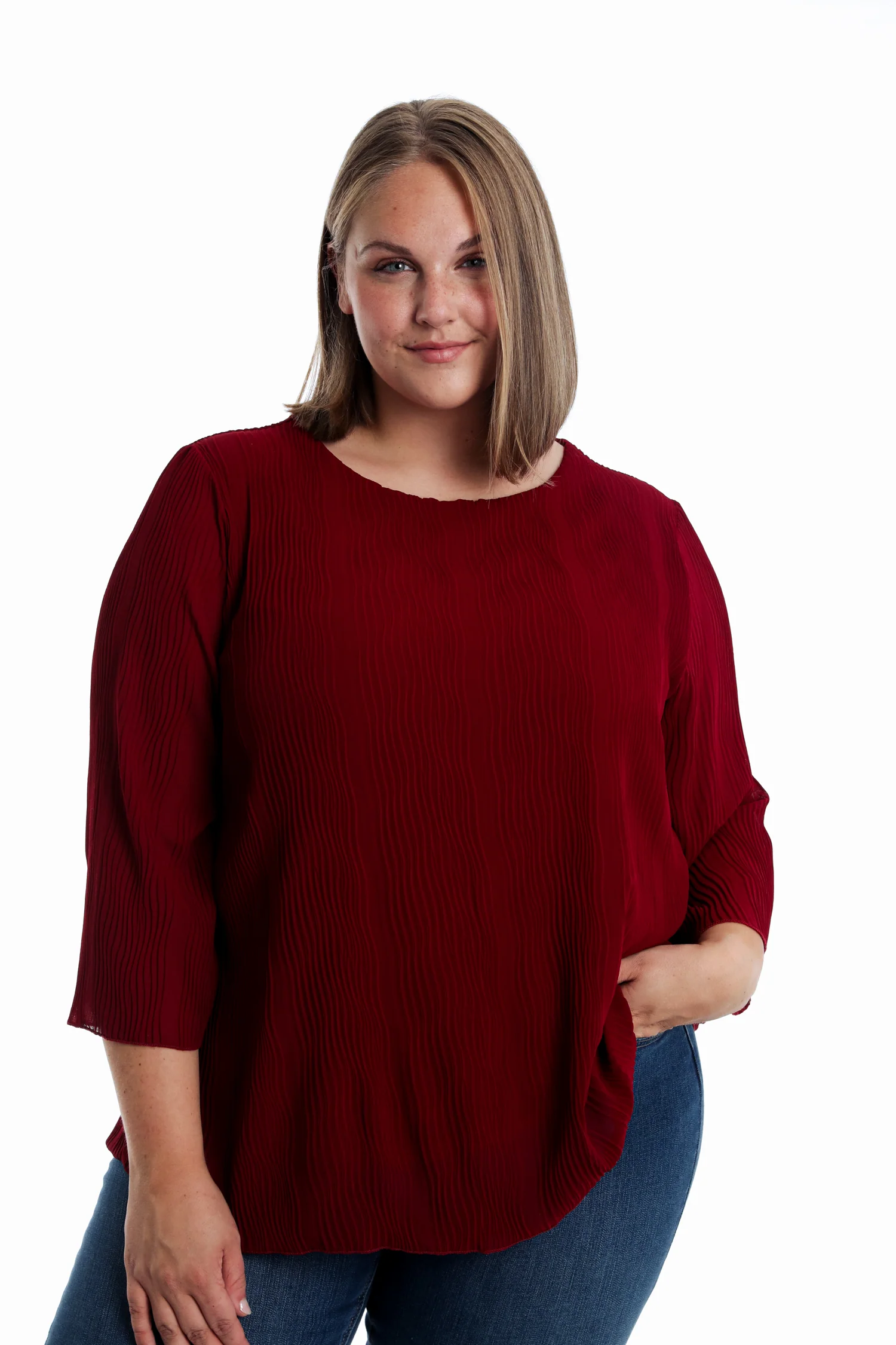 Blouse plissée unie