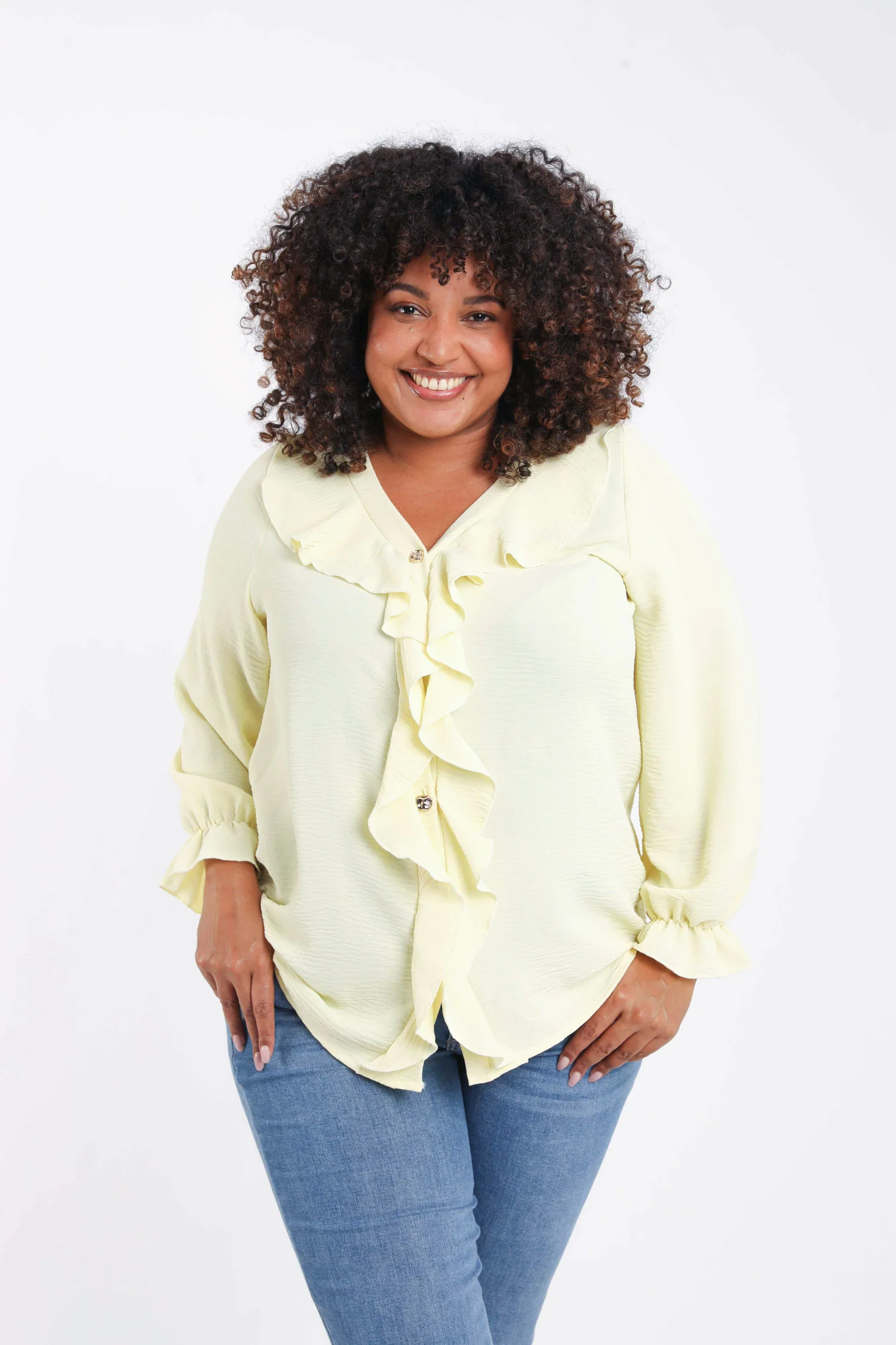 Blouse unie avec volants