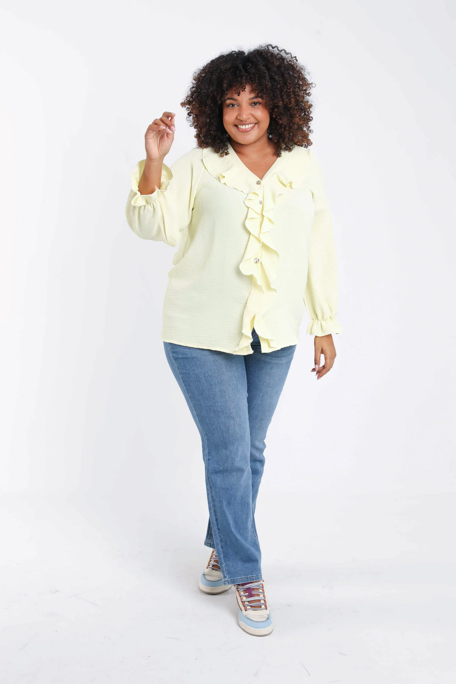Blouse unie avec volants - Image 9