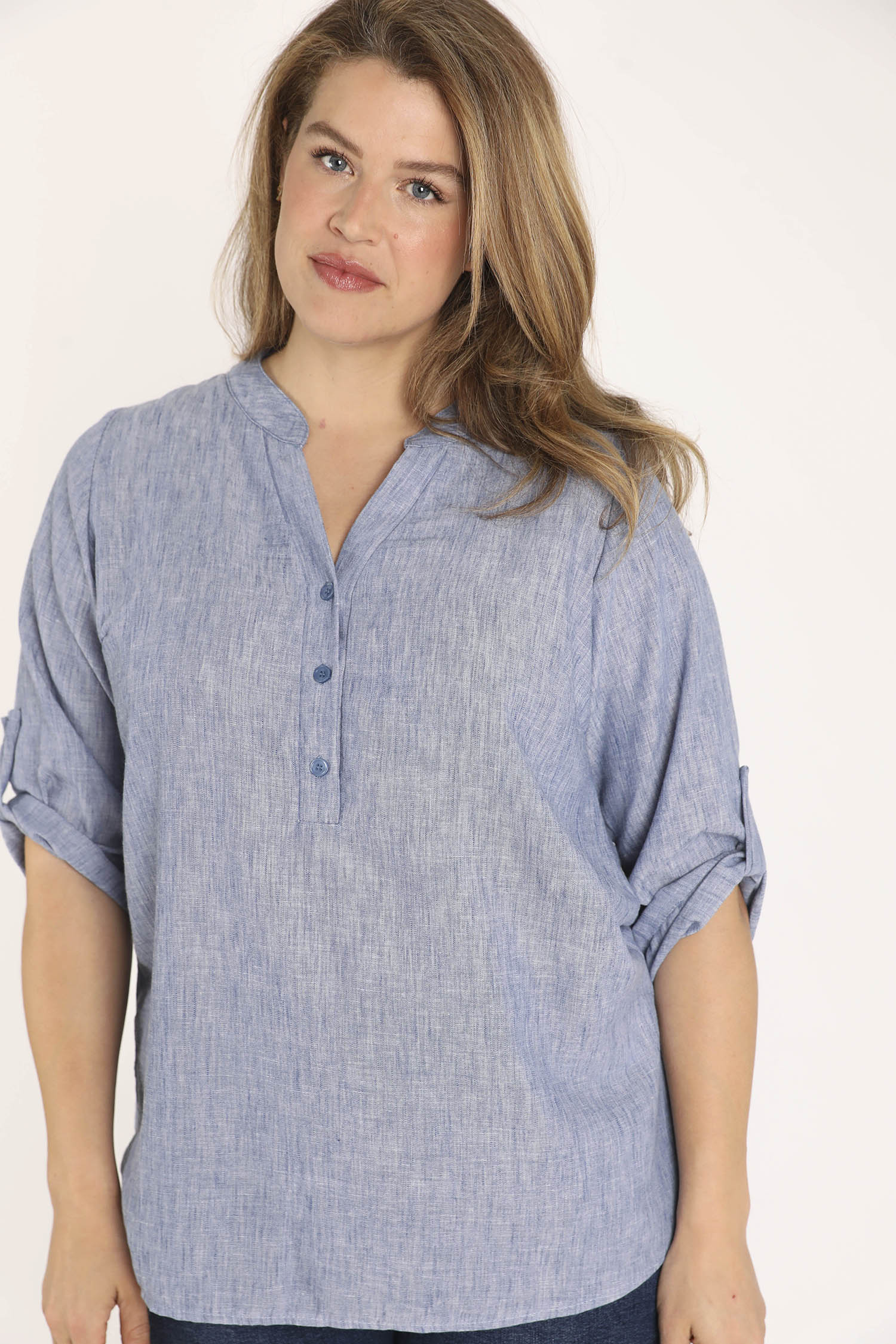 Blouse unie chinée