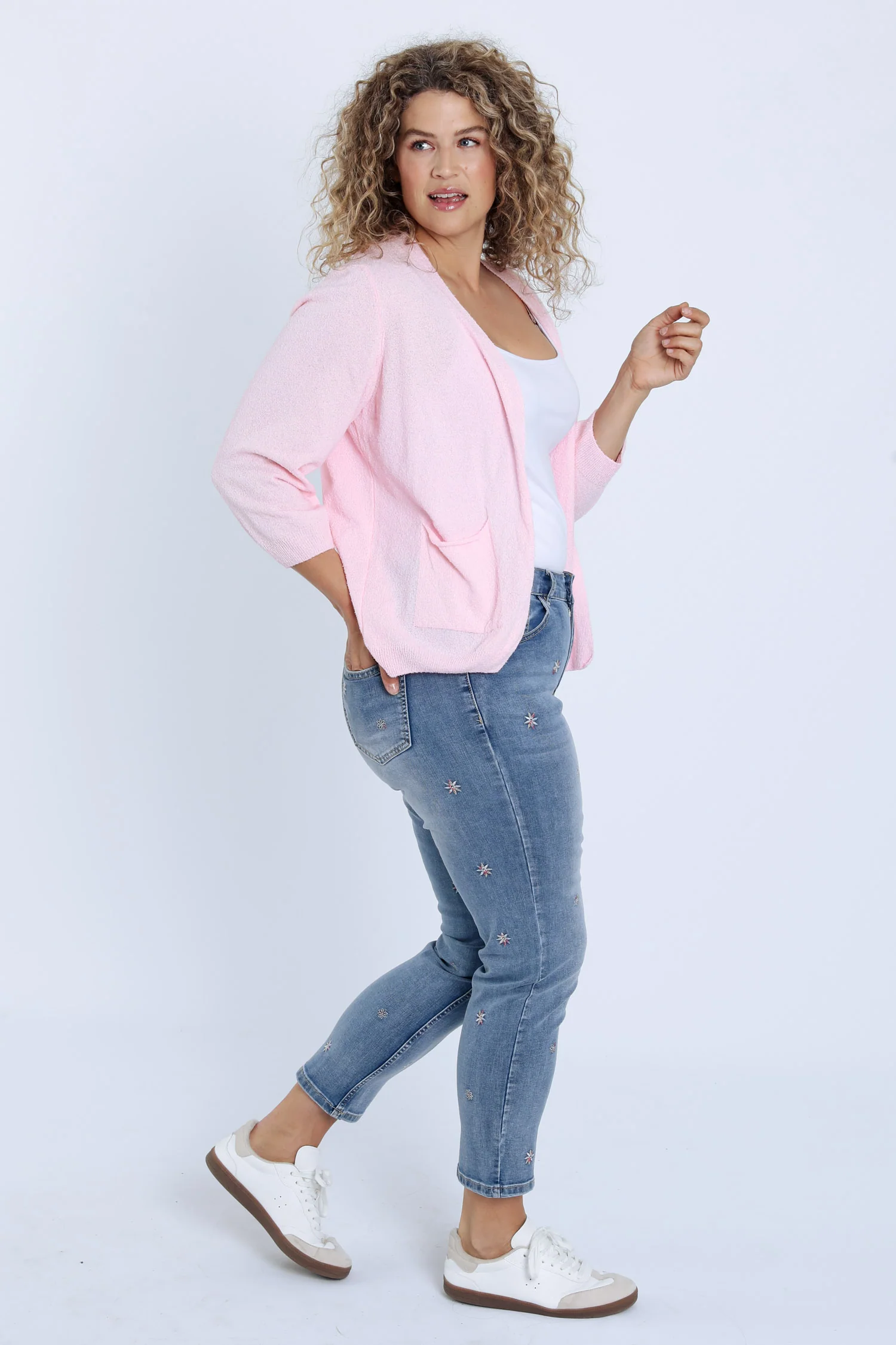Cardigan avec poches uni - Image 9