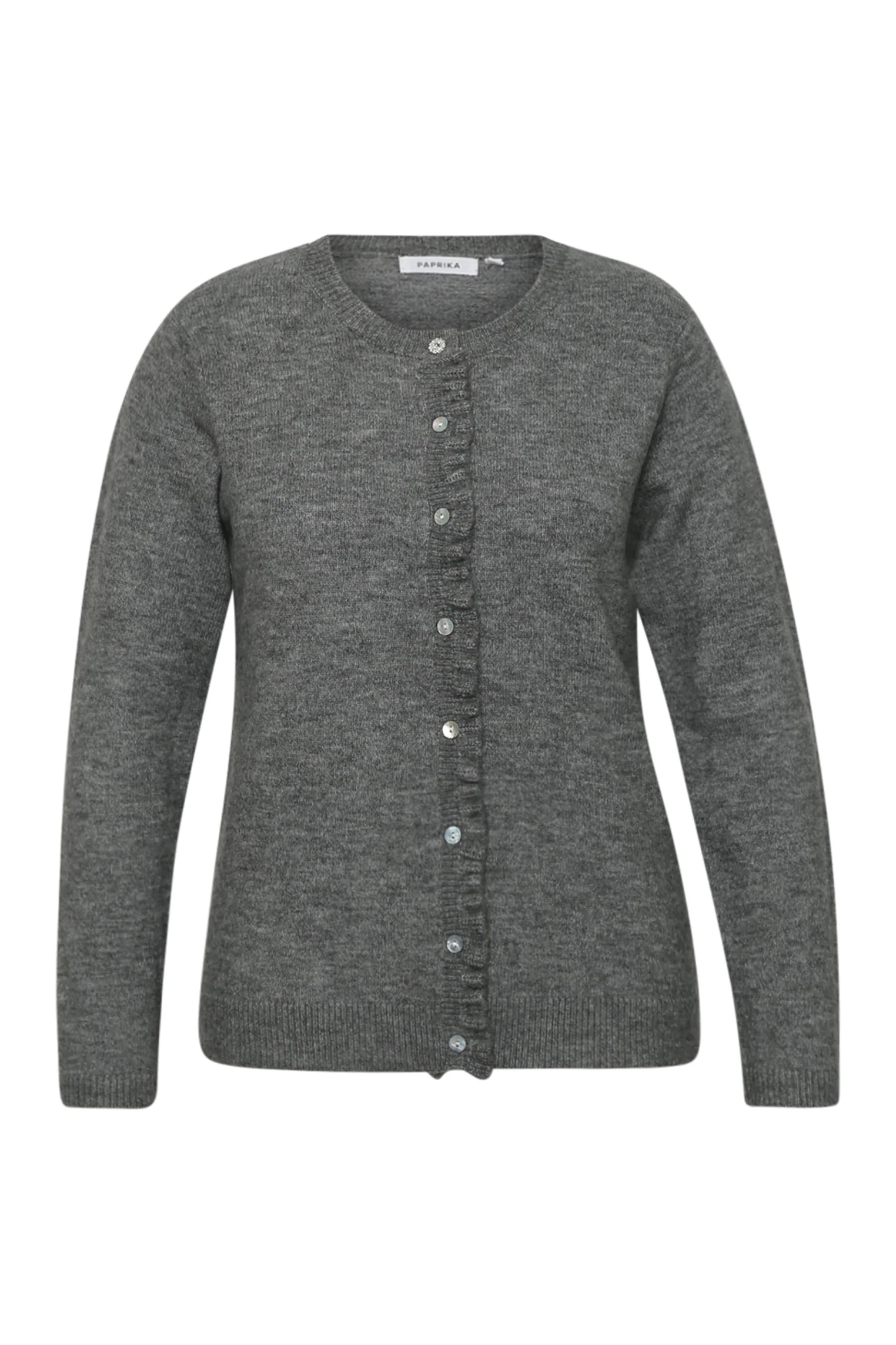 Cardigan boutonné uni avec volants - Image 16